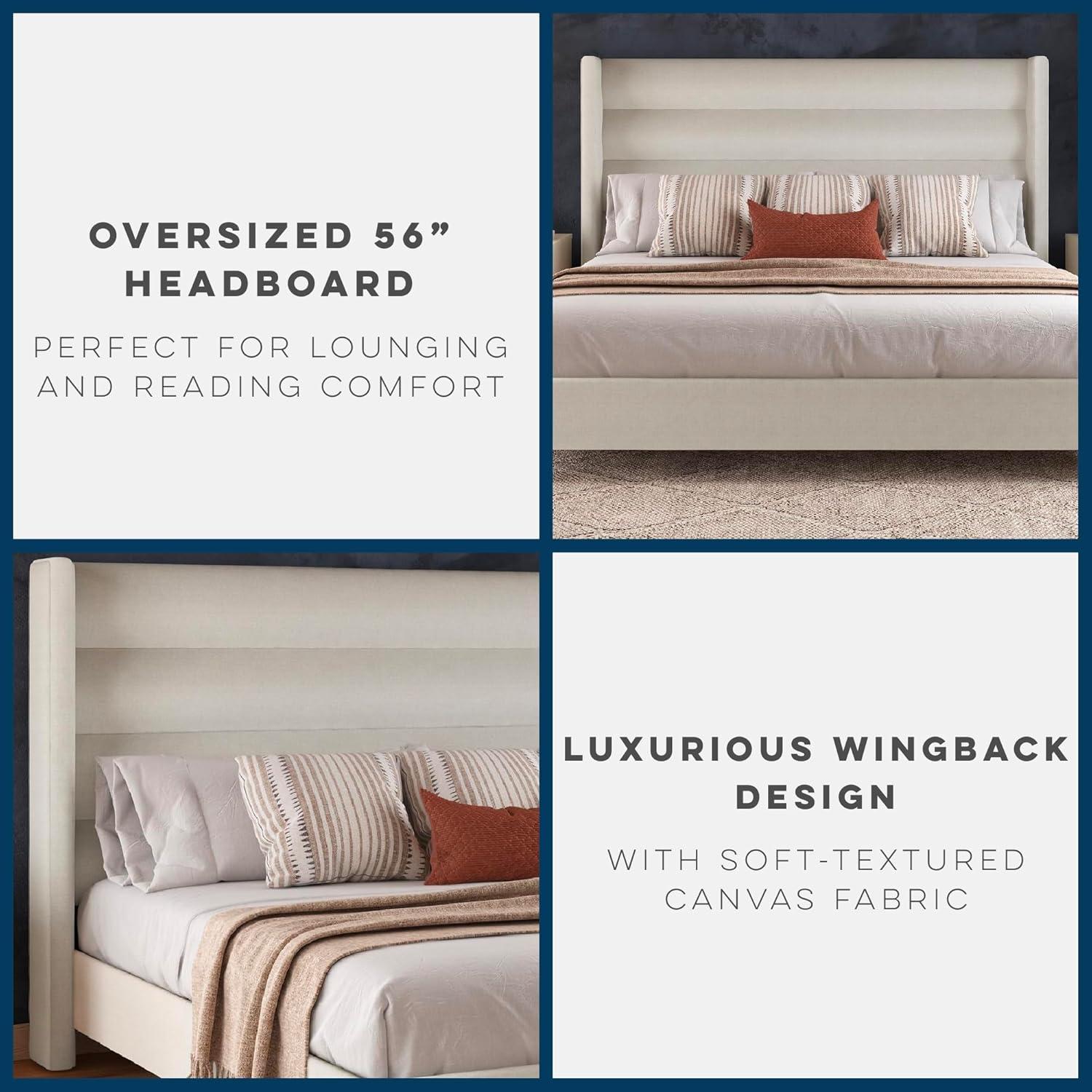 Novogratz Louis King Upholstered Wingback Bed