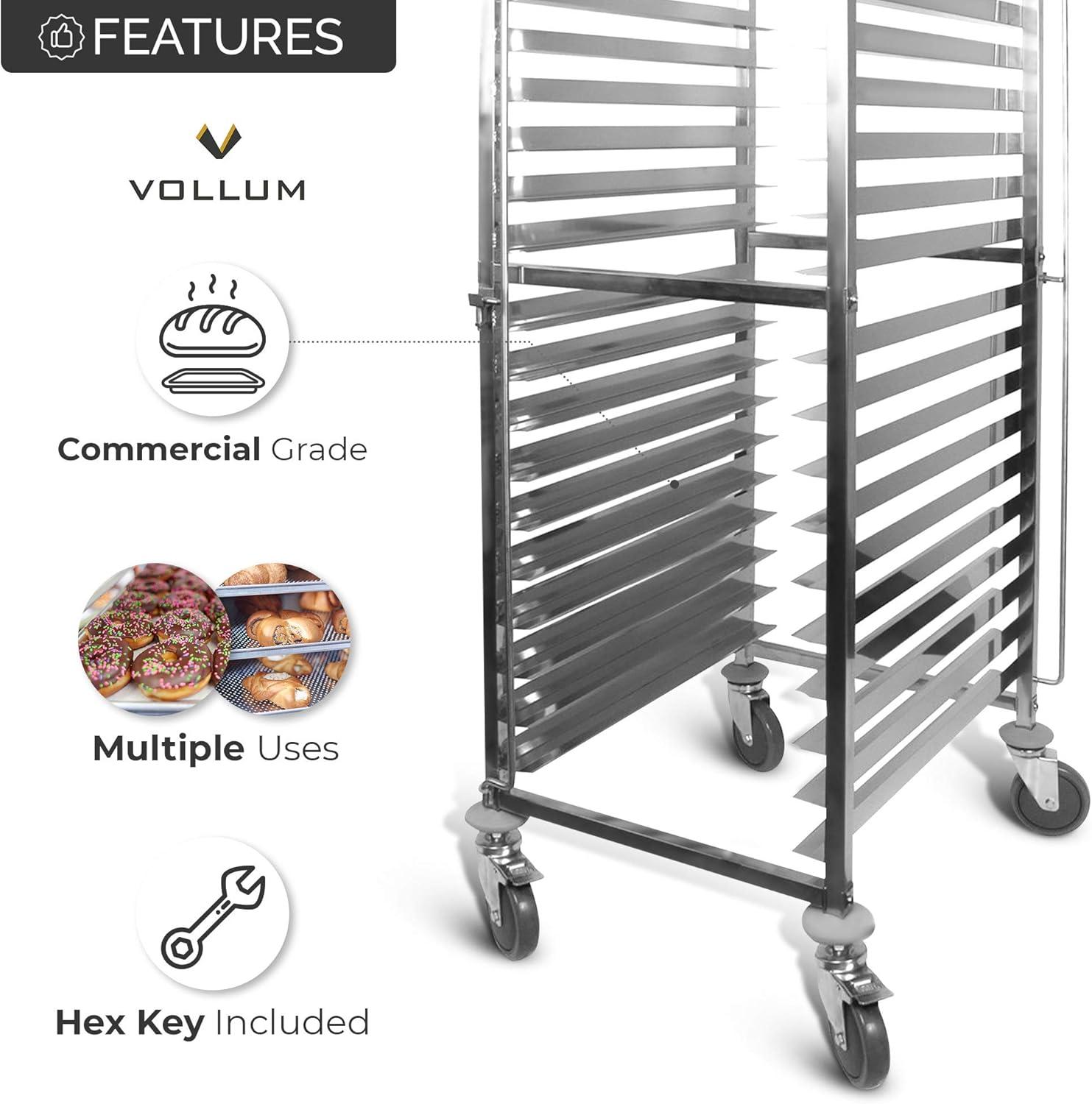 Stainless Steel 20-Tray Front-Load Bakery Rack with Casters