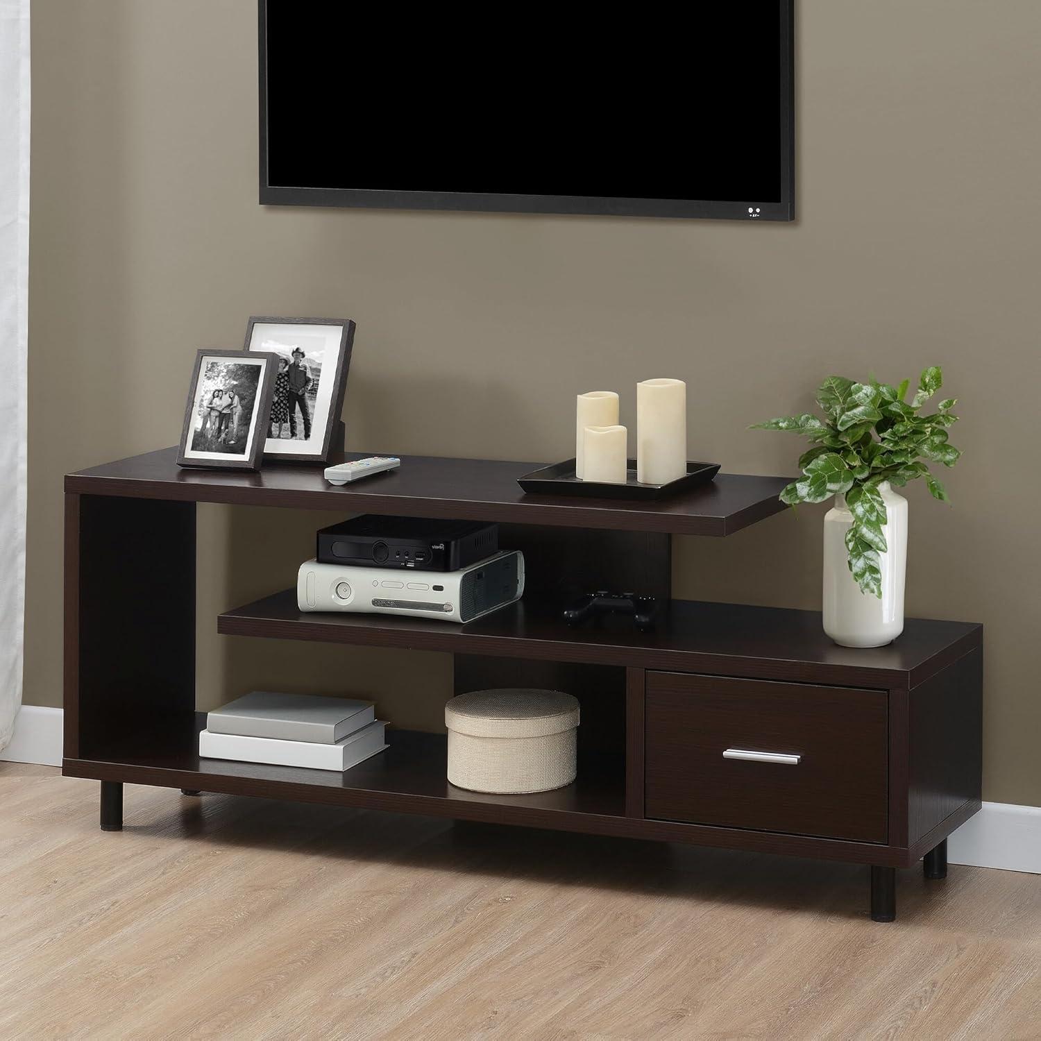 Convenience Concepts Seal II 1 Drawer TV Stand with Shelves for TVs up to 65 Inches, Espresso