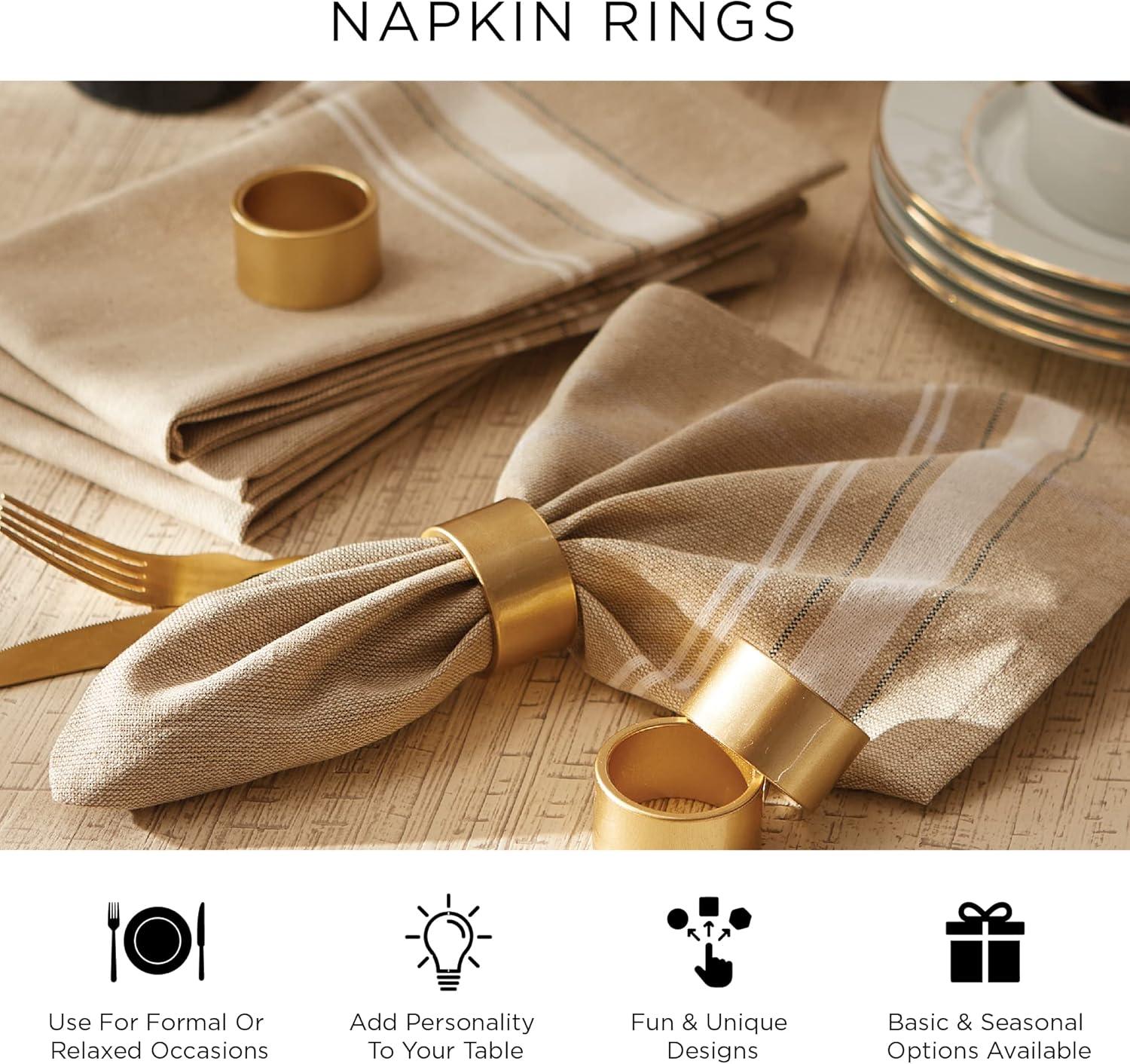 DII Modern Casted Brass Assorted Spoon Napkin Rings in Silver (Set of 4)