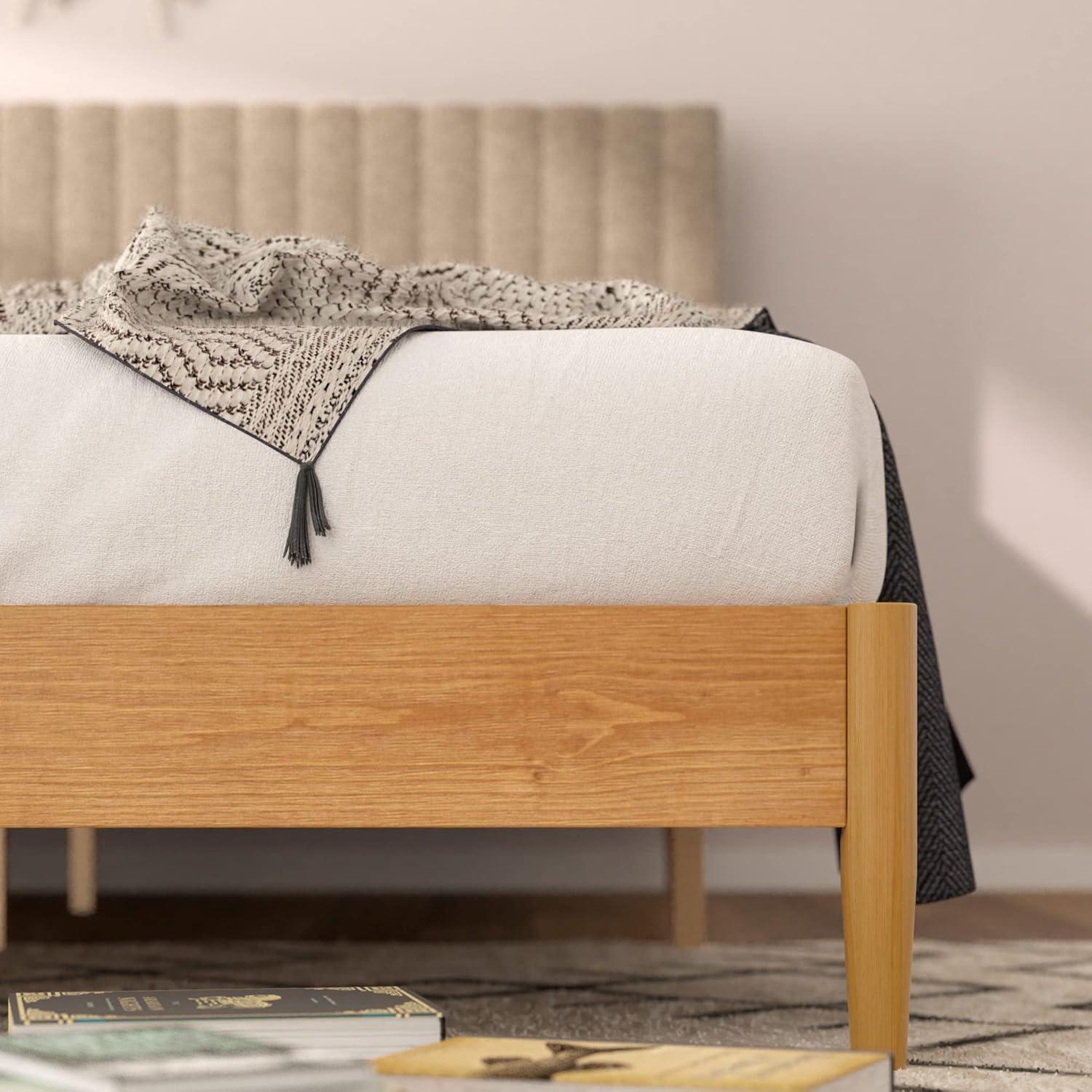 Zinus Amelia 41" Wood Platform Bed Frame with Upholstered Headboard, Full