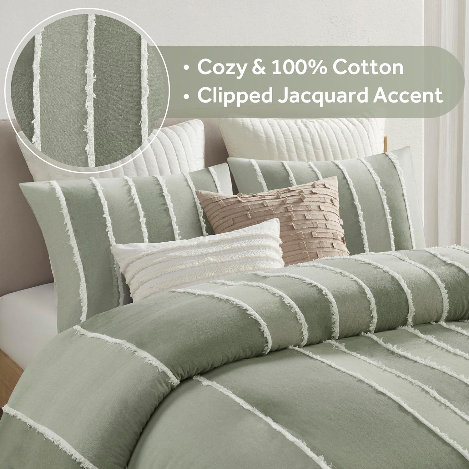 INK+IVY Shay 3 Piece Striped Cotton Duvet Cover Set