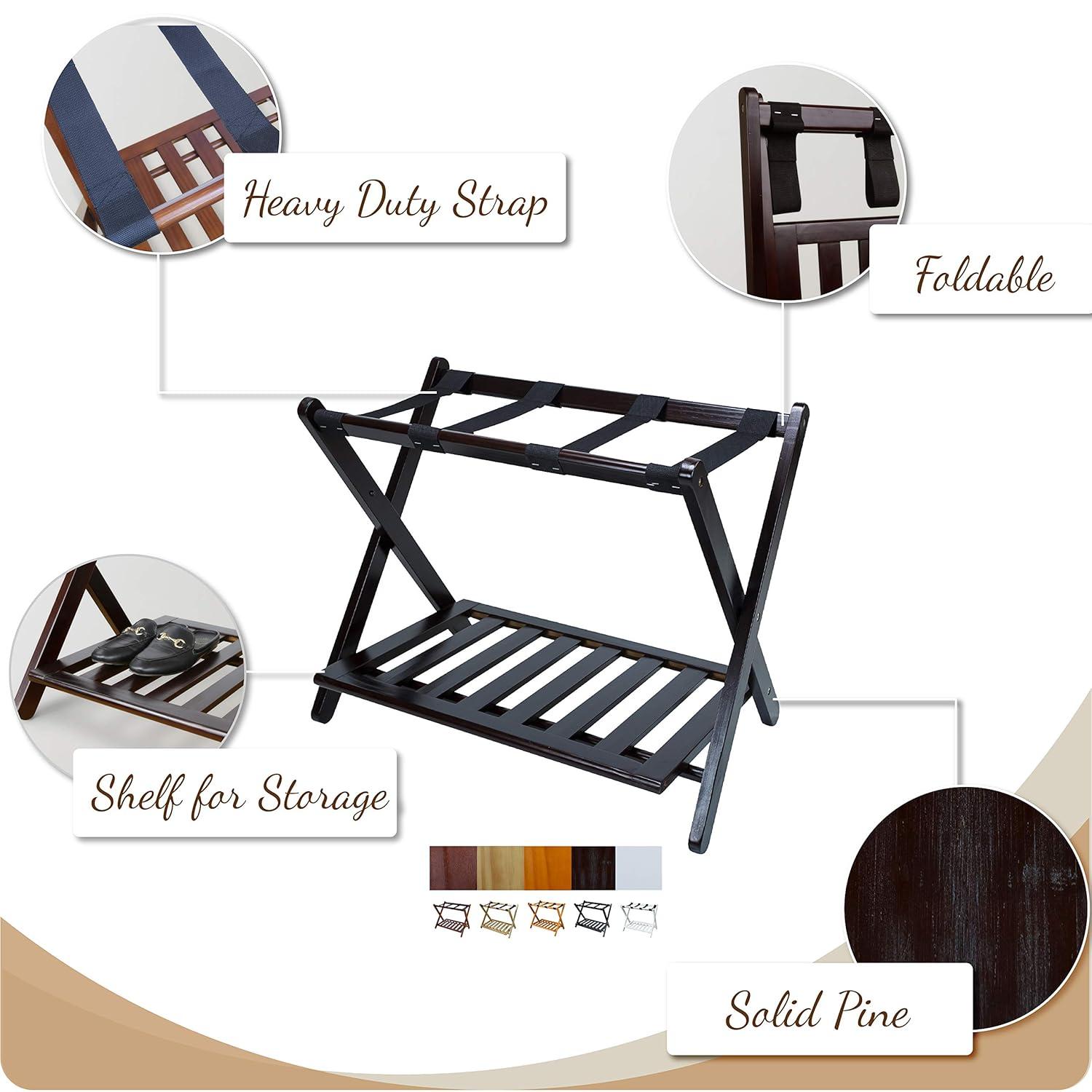 Casual Home  Luggage Rack with Shelf - White
