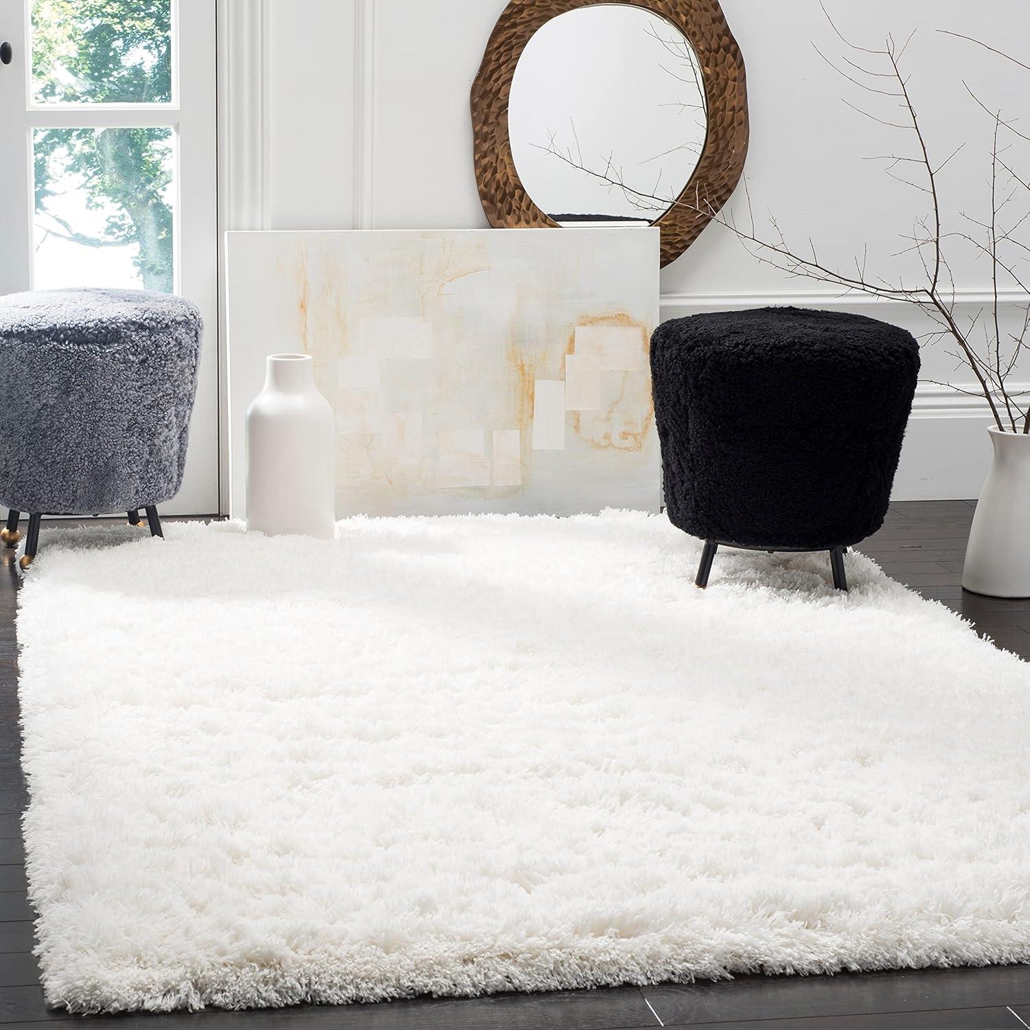 Polar Shag Light Pink 4 ft. x 4 ft. Round Solid Area Rug