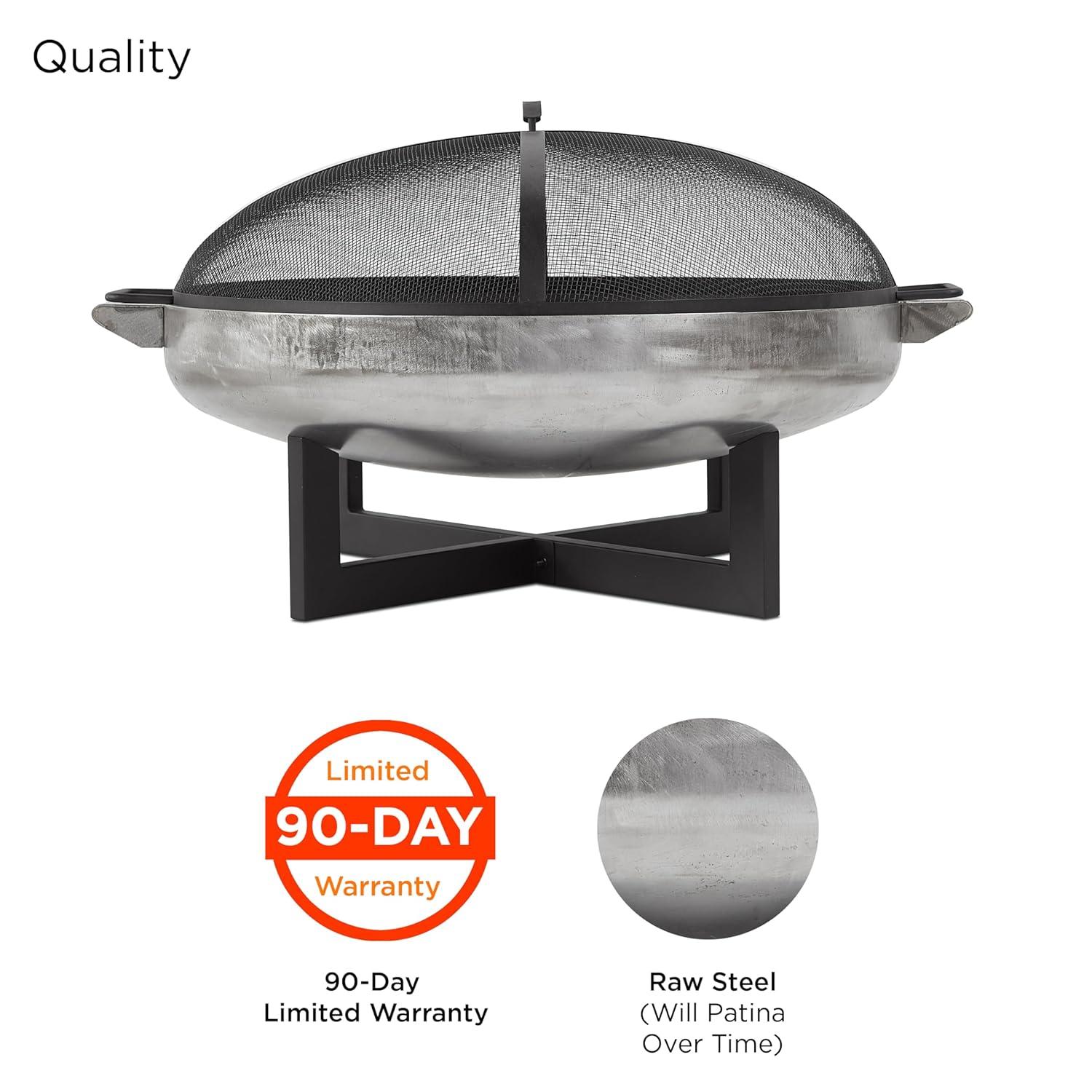 La Porte 21" H x 36.8" W Steel Wood Burning Outdoor Fire Pit with Lid