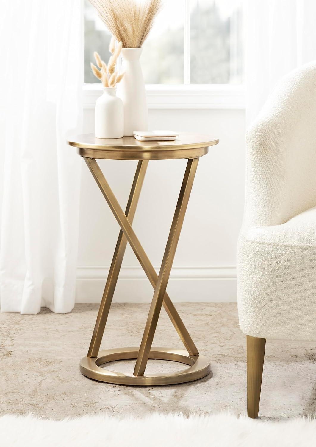 Kate and Laurel Aja Round Metal Side Table, 15x15x23, Gold