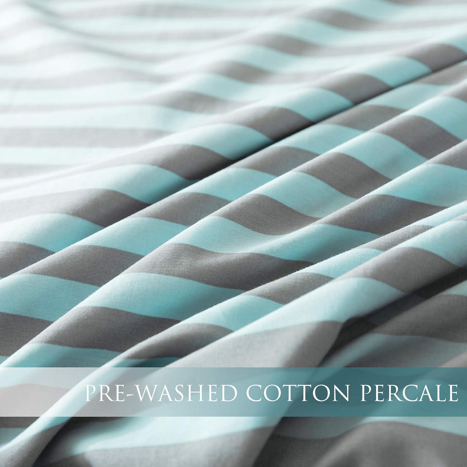 ANNA.Z HOME & DESIGN 3Pc Reversible Cotton Duvet Cover Set. 100% Cotton Percale Fabric. Pre-Washed Soft. Machine Washable.