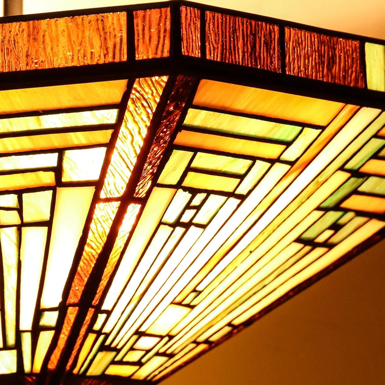 Chloe Lighting Innes Tiffany-Style 2 Light Mission Semi-Flush Ceiling Fixture 14" Shade