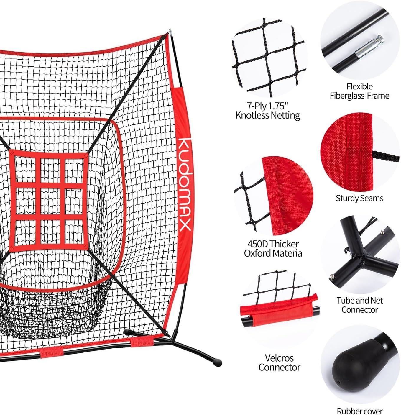 Zeny 7' x 7' Baseball Softball Practice Net Hitting Pitching Training Net w/Strike Zone,Bow Frame & Carry Bag