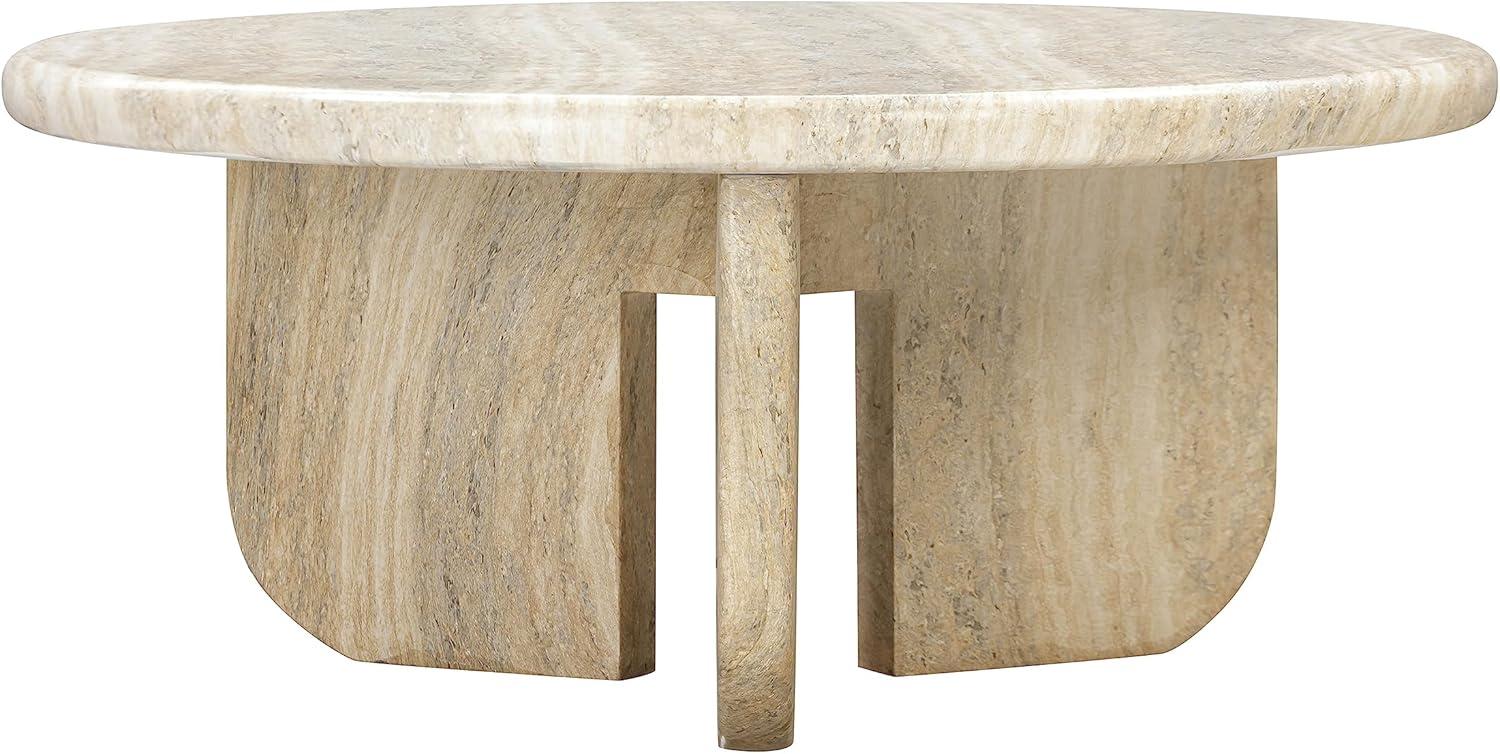 Beige Concrete Round Coffee Table with Unique Legs