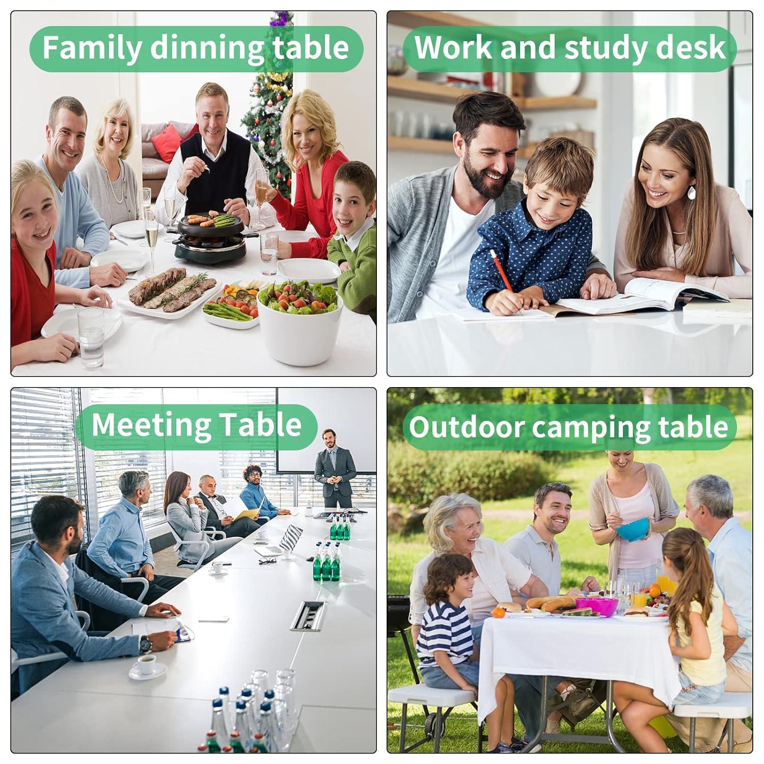Folding Table 6 Foot,  Heavy-Duty, Portable Plastic Construction with Carrying Handle – Perfect for Picnics, Parties, and Office Indoor Outdoor Use, White