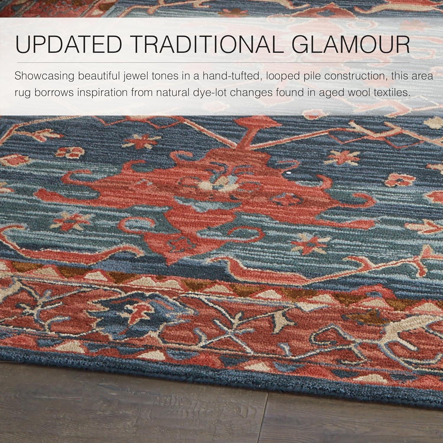 Jaipur Living Cardamom 9 x 12 (ft) Tufted Wool Red/Blue Rectangular Indoor Medallion Global Area rug