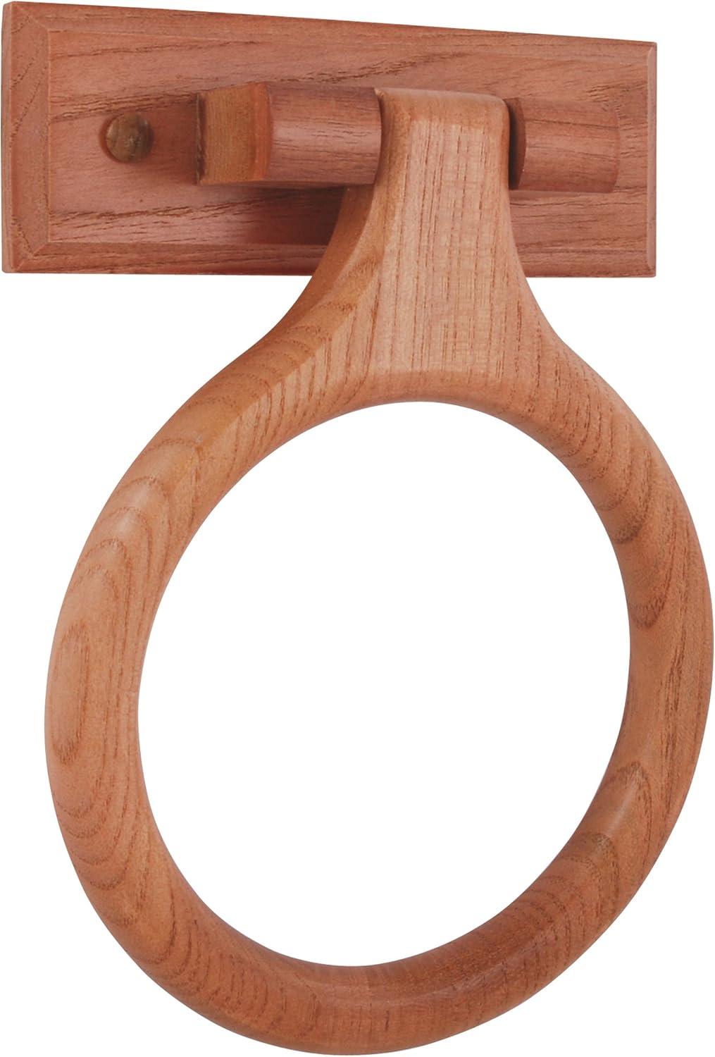 Rustic Oak Wood Bathroom Towel Ring