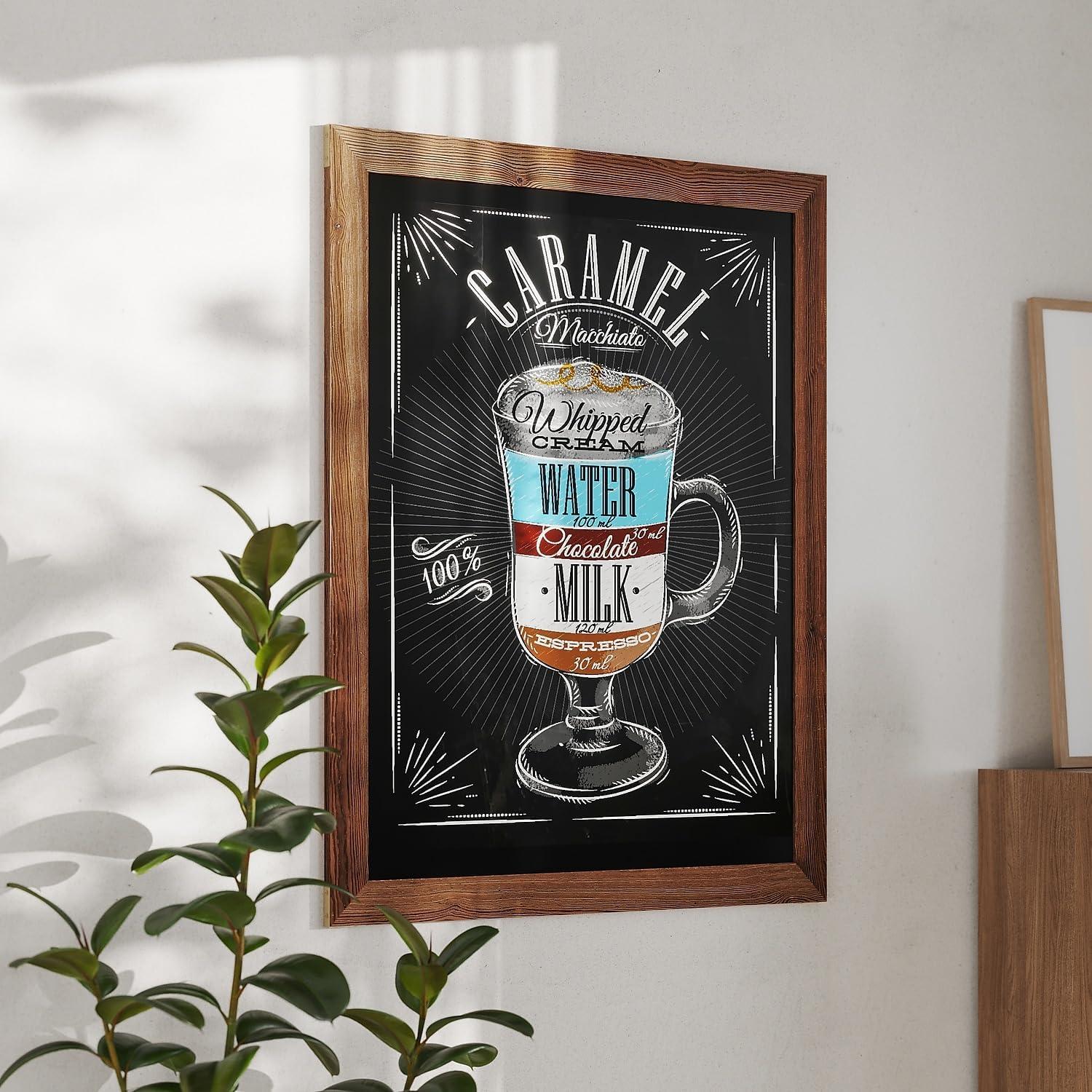 Torched Brown 32" x 46" Magnetic Wall Chalkboard with Pine Frame