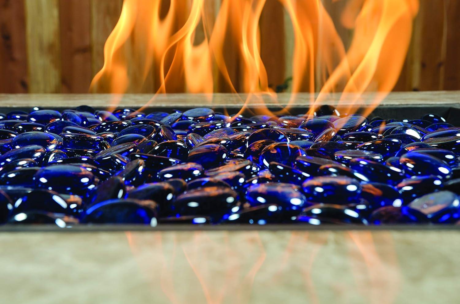 Indigo Blue Smooth Round Fire Glass for Fire Pits