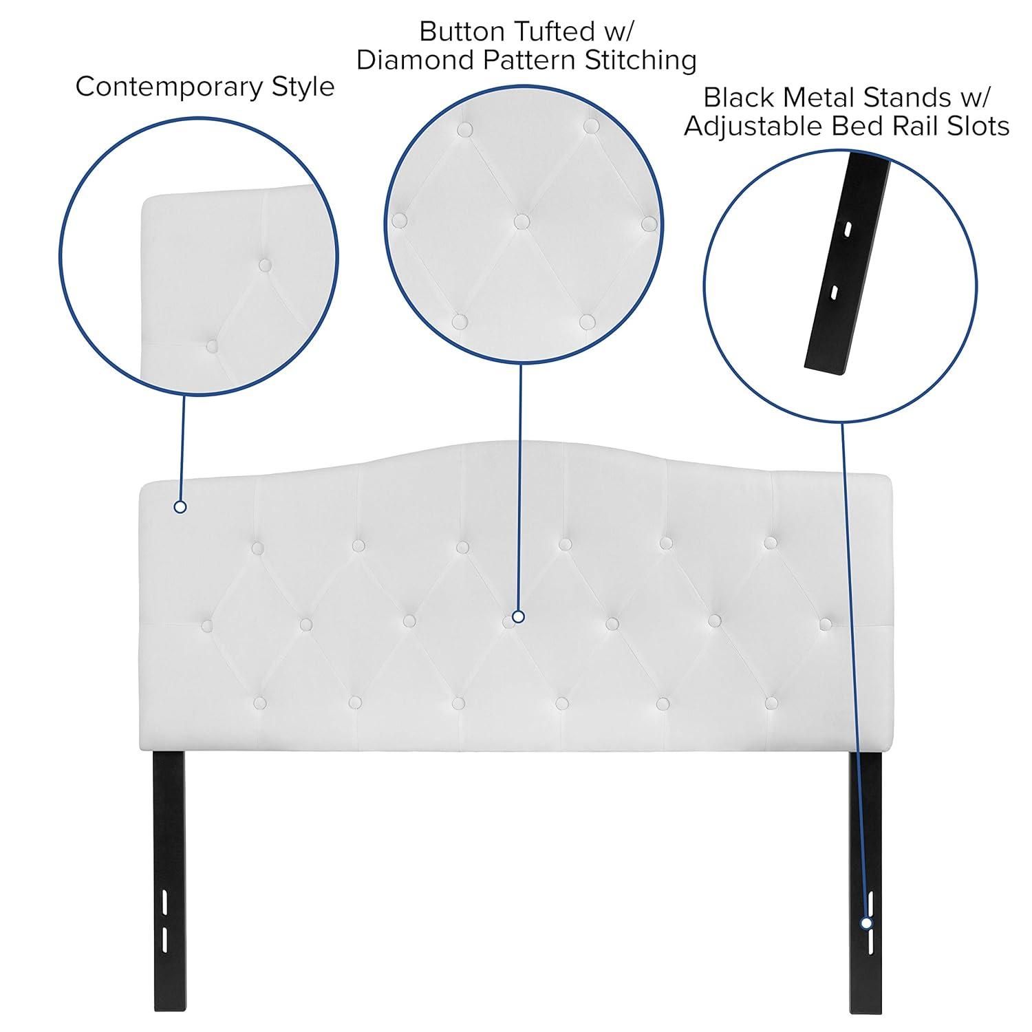 Flash Furniture Cambridge Tufted Upholstered Full Size Headboard in White Fabric