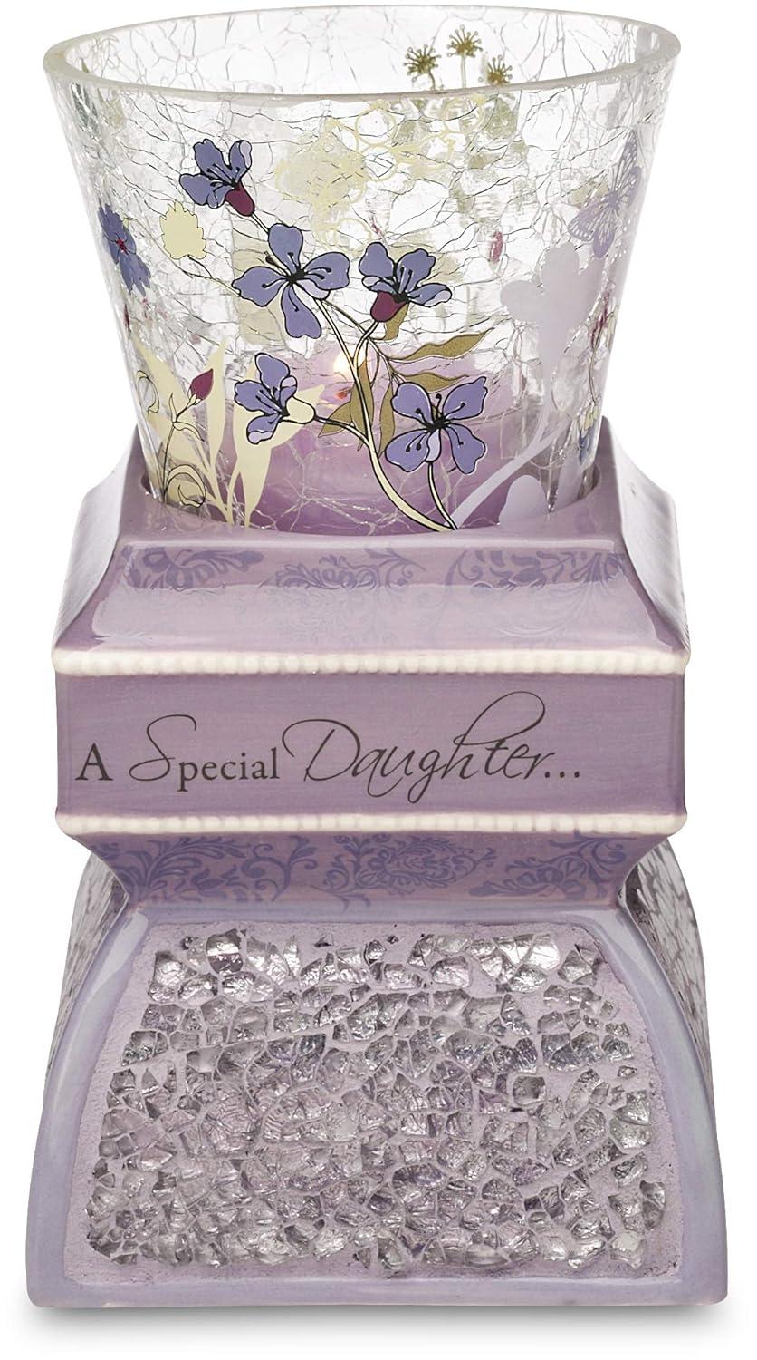 Up Words by Pavilion Lavender Tea Light Candle Holder, Special Daughter Sentiment, 5-1/2-Inch Tall, Includes Tea Light Candle