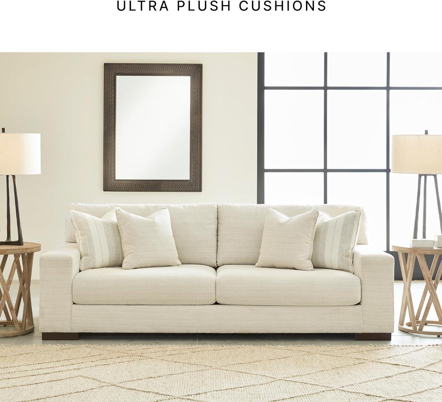 Beige Fabric Loveseat with Removable Cushions