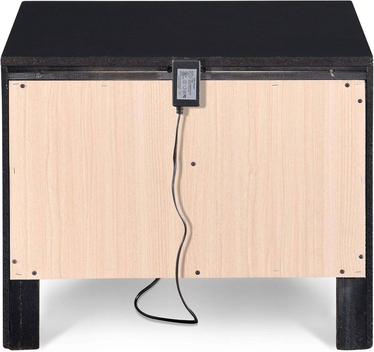 ClickDecor Edmond Wood 1-Drawer Nightstand with Charging Station