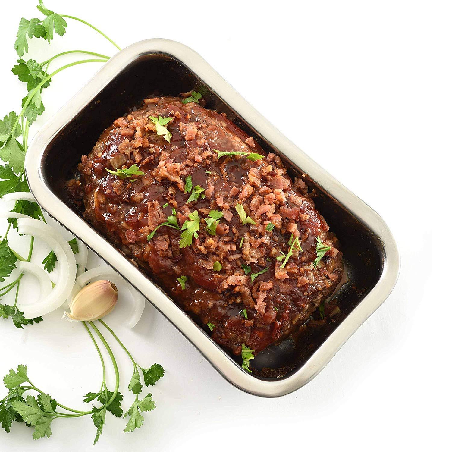 SinYYH Stainless Steel Bread Loaf Meatloaf Dessert Pan With A Mirror Finish | Model 3849 (2-Pack)