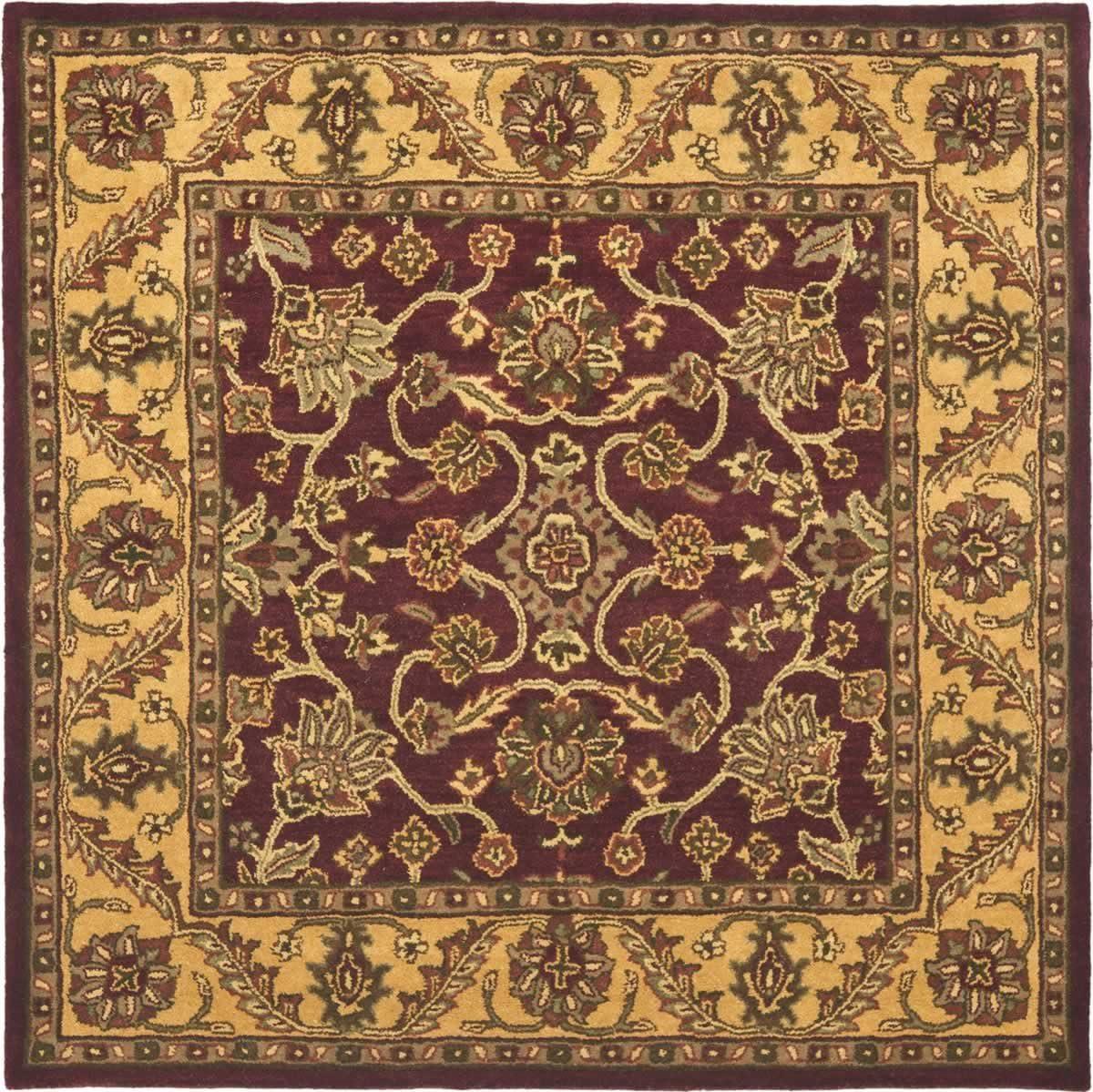 SAFAVIEH Golden Jaipur Dreda Border Wool Area Rug, Burgundy/Gold, 4' x 6'