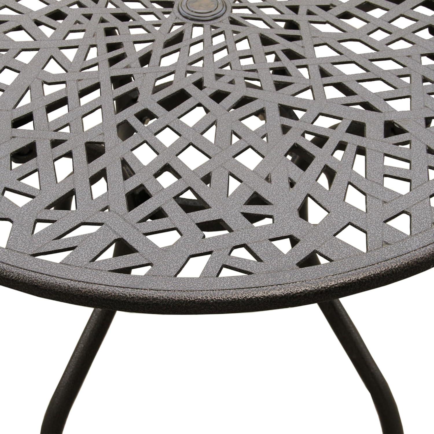 Oakland Living Corporation Modern Outdoor Mesh 48-in Aluminum Round Patio Dining Table - N/A Black