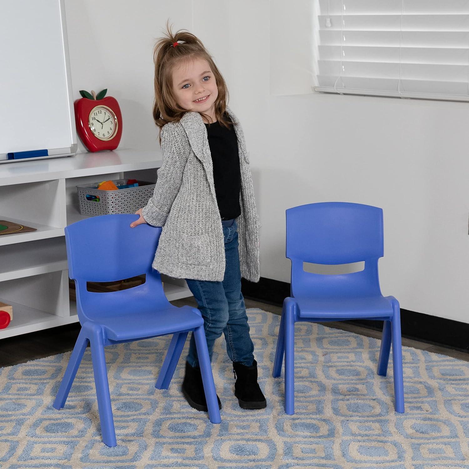 Flash Furniture 2 Pack Blue Plastic Stackable School Chair with 10.5'' Seat Height