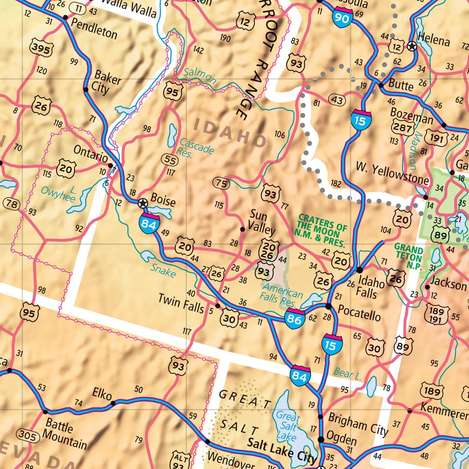 United States Laminated Foldable Map with Quick-Reference Legend