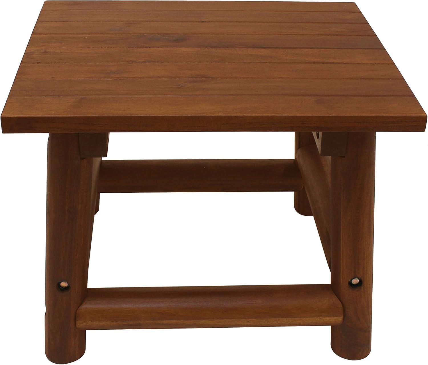 Leigh Country Amber Log Perch Handcrafted Hardwood Acacia Small Rectangular Accent Side End Table for Outdoor, Patio, and Garden, Brown