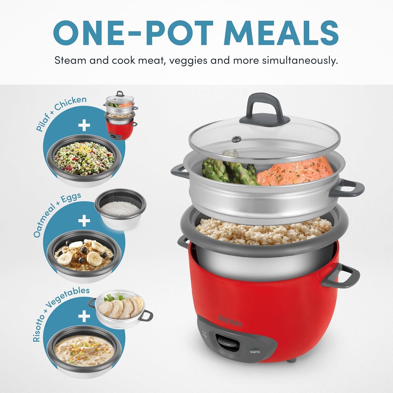 Aroma Aroma 14-Cup Pot Style Rice Cooker and Food Steamer Set