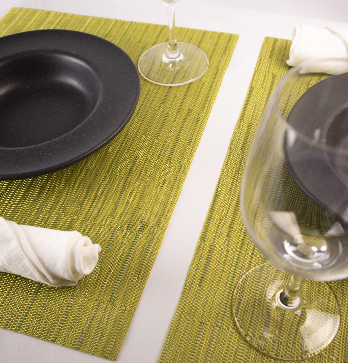 Lime Green Vinyl Woven Rectangular Placemats Set of 12