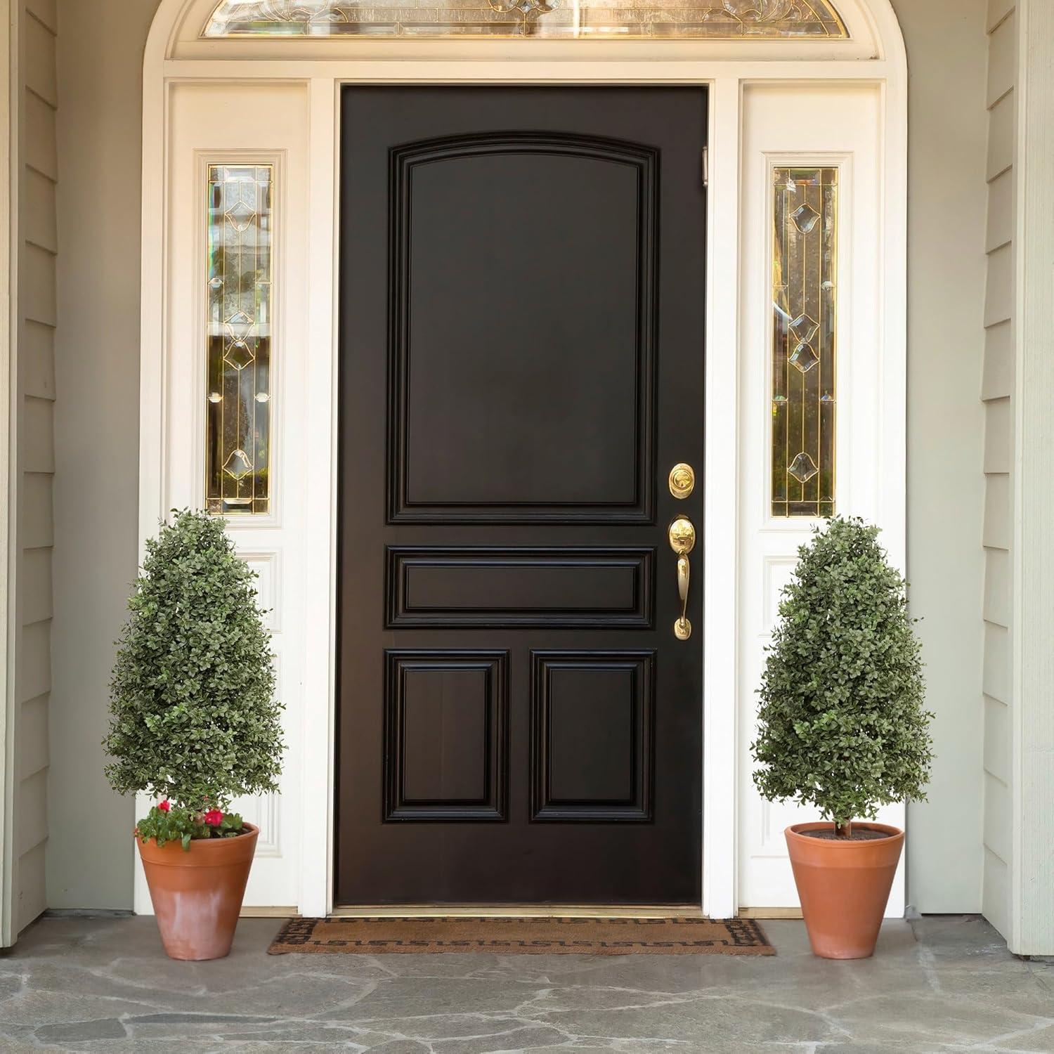3ft Artificial Topiary Trees Set of 2, Faux Boxwood Tree for Outdoor Decor, Topiaries Plants Artificial Outdoors for Front Door Patio Garden C38