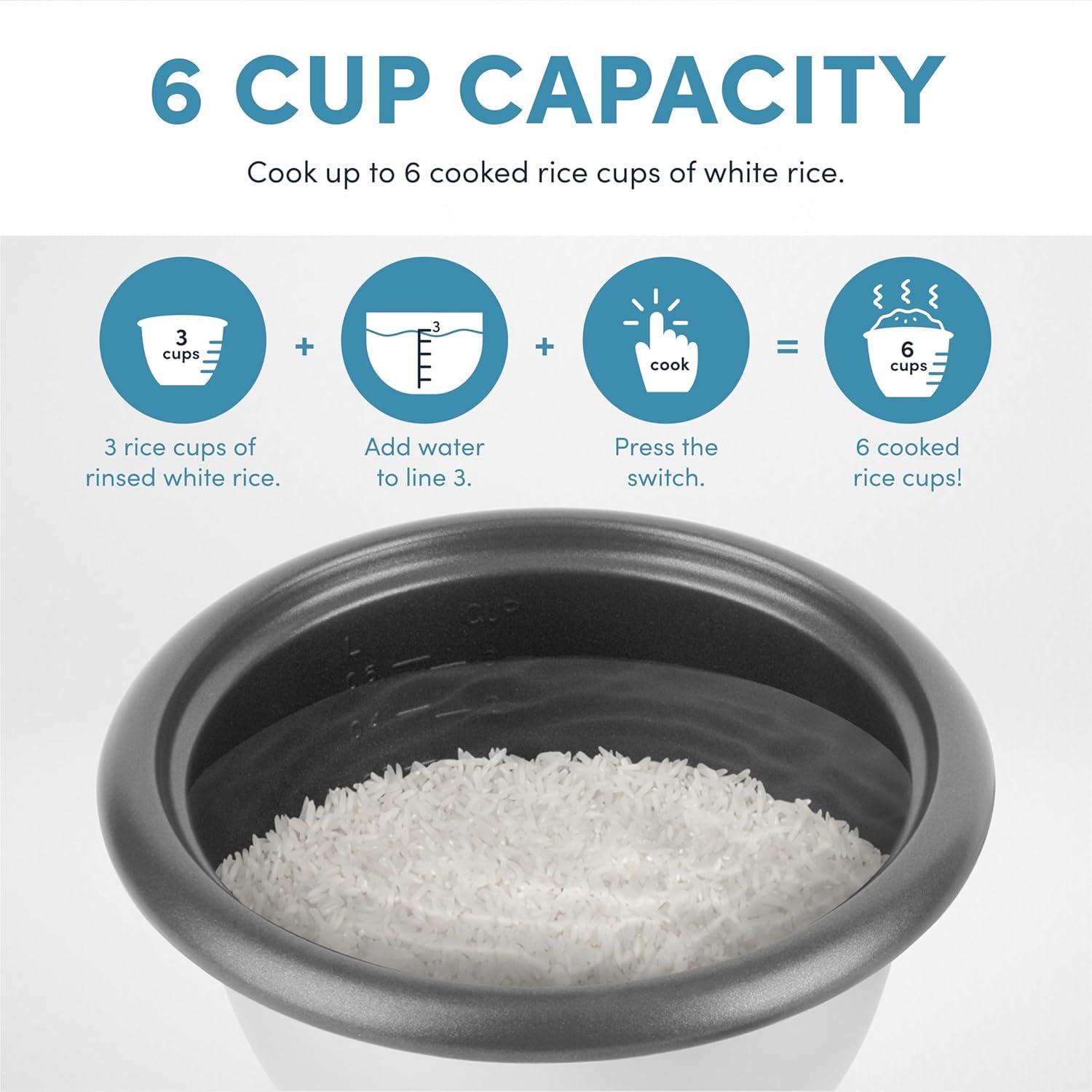 Aroma® 6-Cup (Cooked) / 1.5Qt. Rice & Grain Cooker, White, New, ARC-743-1NG