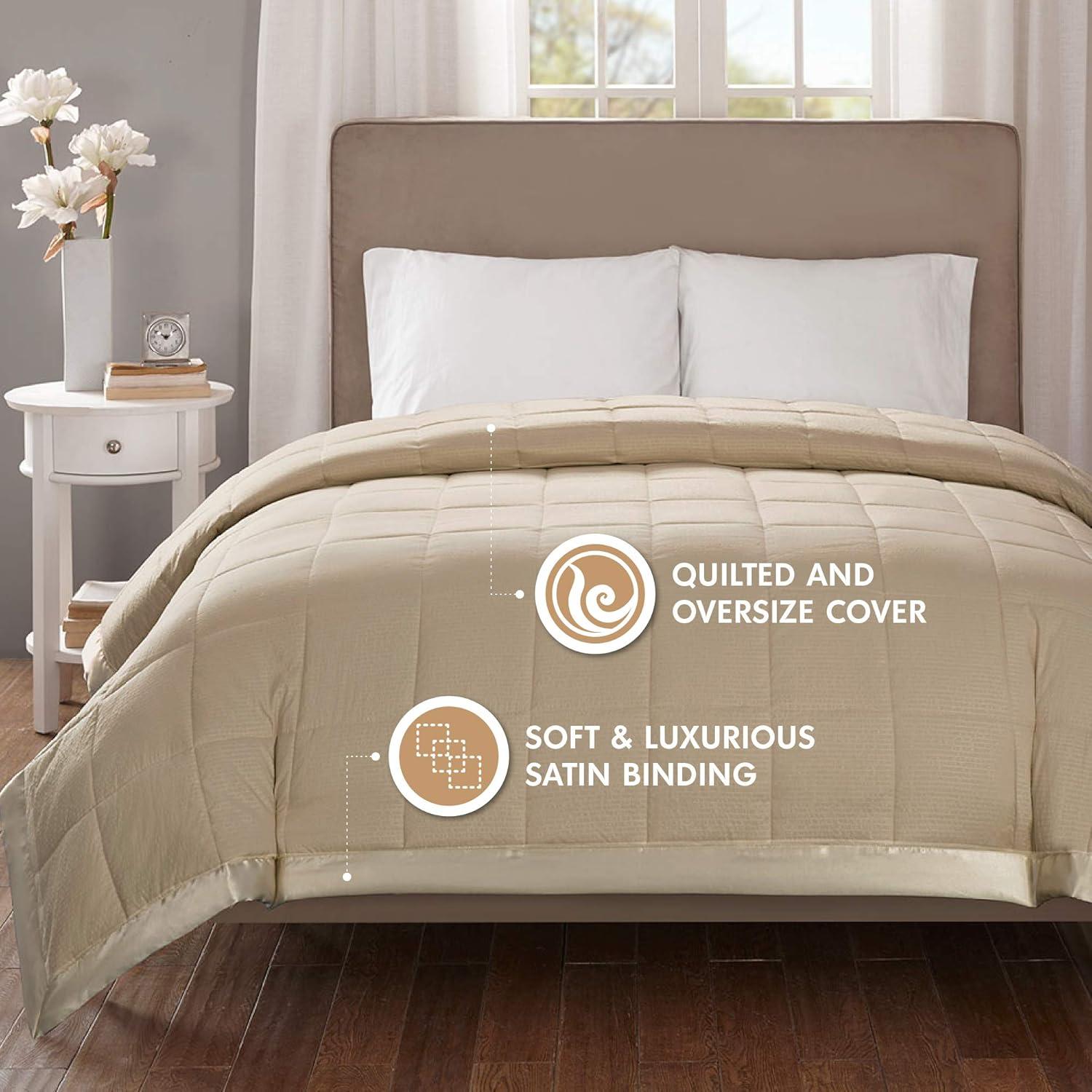 Madison Park Cambria Oversized Down Alternative Blanket with Satin Trim
