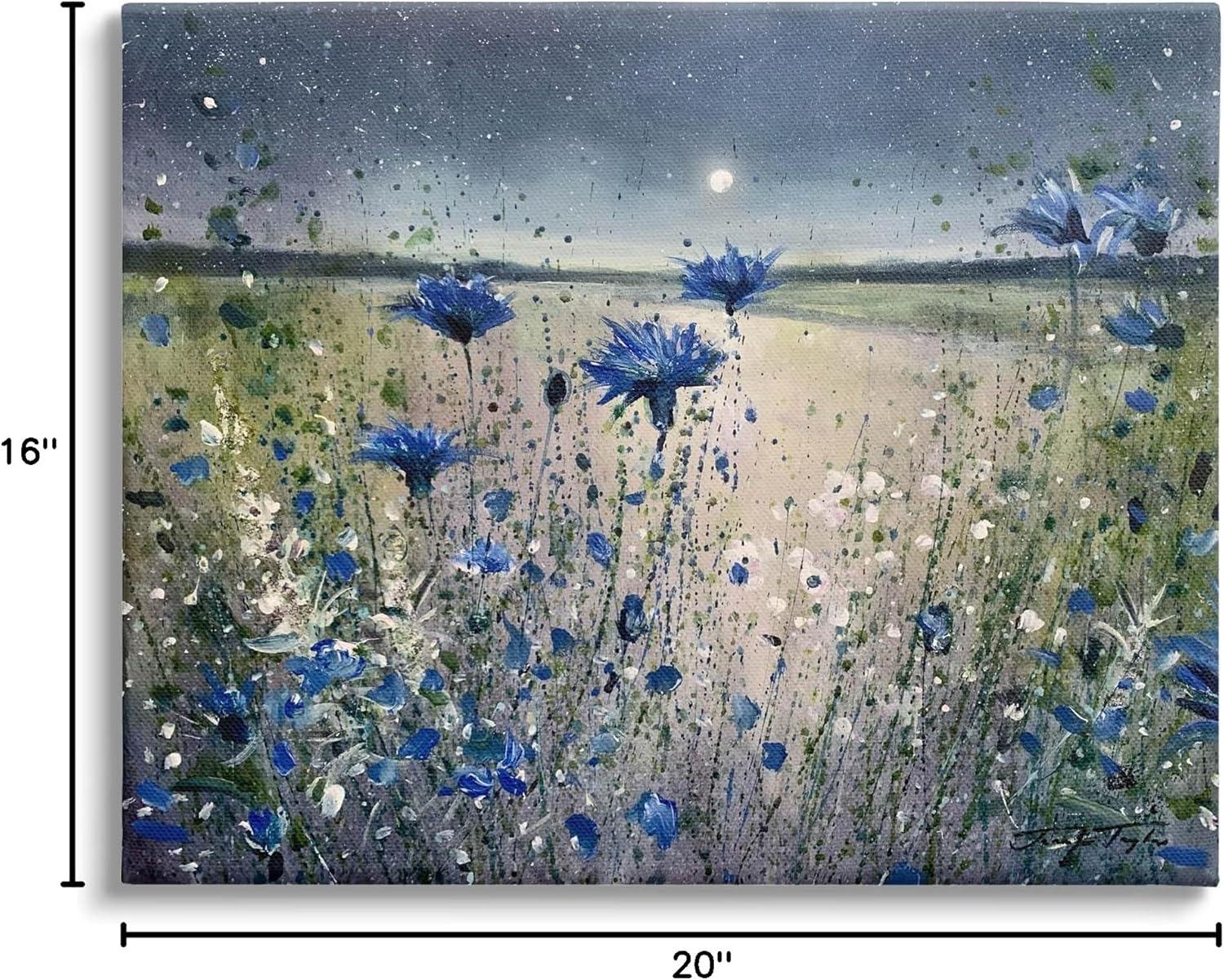 Blooming Blue Flowers Night Moon Giclee Art By Jennifer Taylor Art