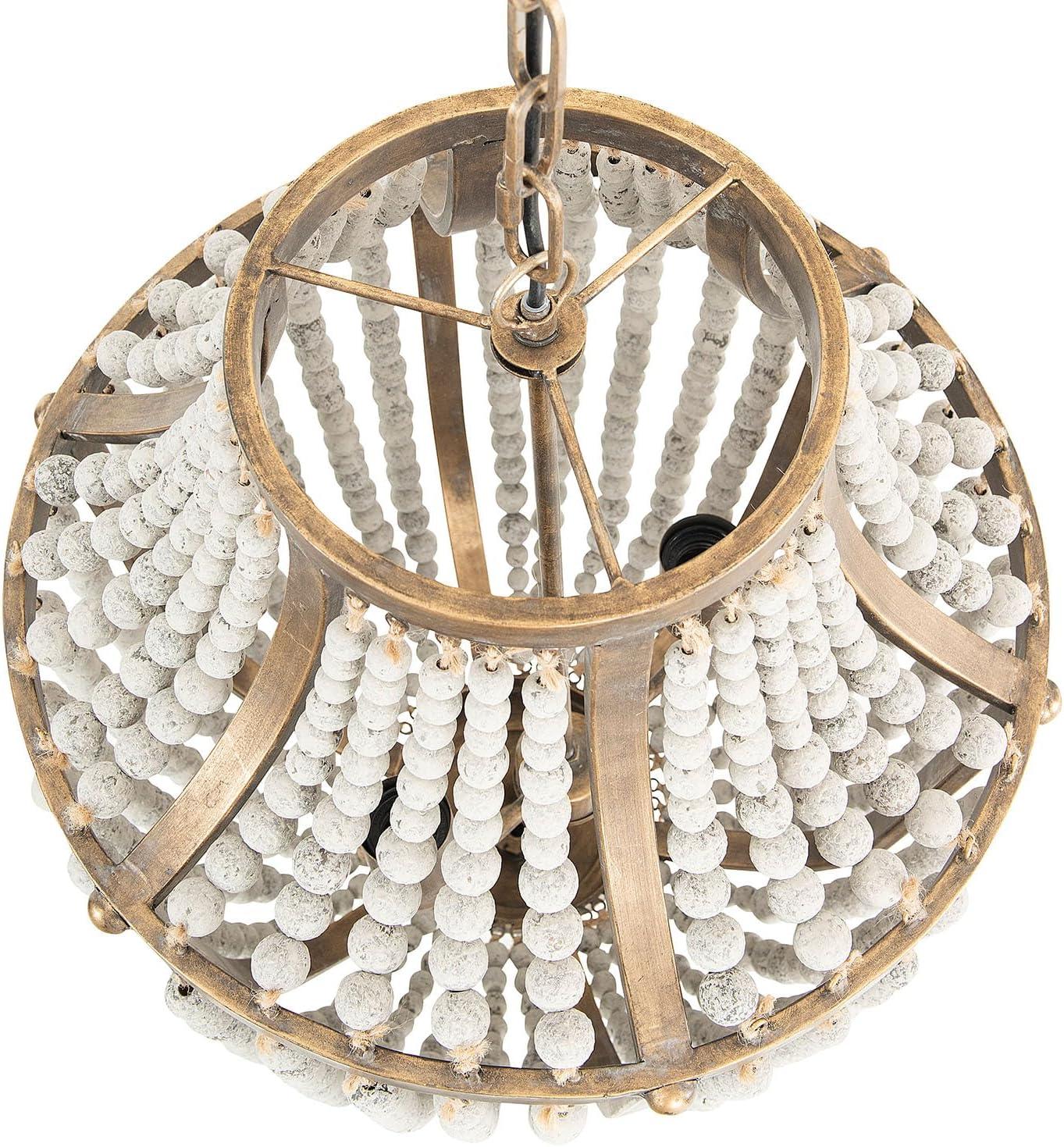 Creative Co-Op Metal Chandelier with Wood Beads