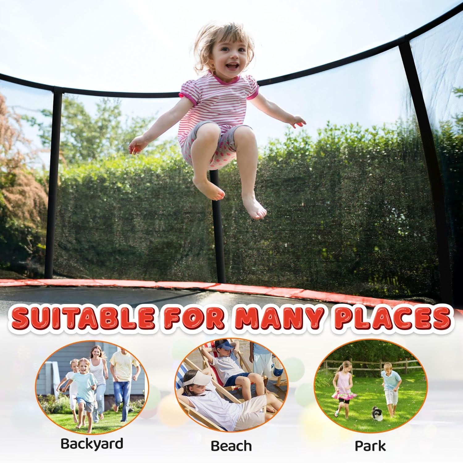 JUMPZYLLA Trampoline Outdoor 8FT 10FT 12FT 14FT 15FT 16FT with Enclosure and Ladder, ASTM Approved Recreational Trampoline for Kids and Adults, Anti-Rust Coated Frame