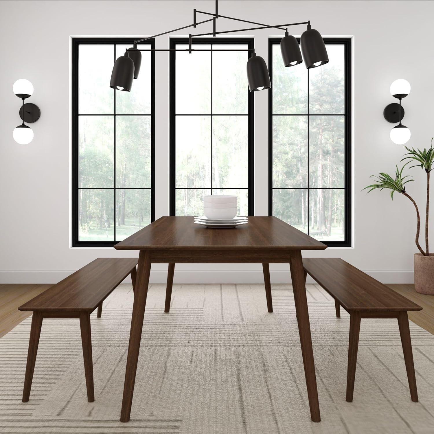 Plank+Beam 48" Mid Century Modern Dining Table, Solid Wood Kitchen & Dining Room Table for 4, Minimalist Table for Dining Room, Walnut