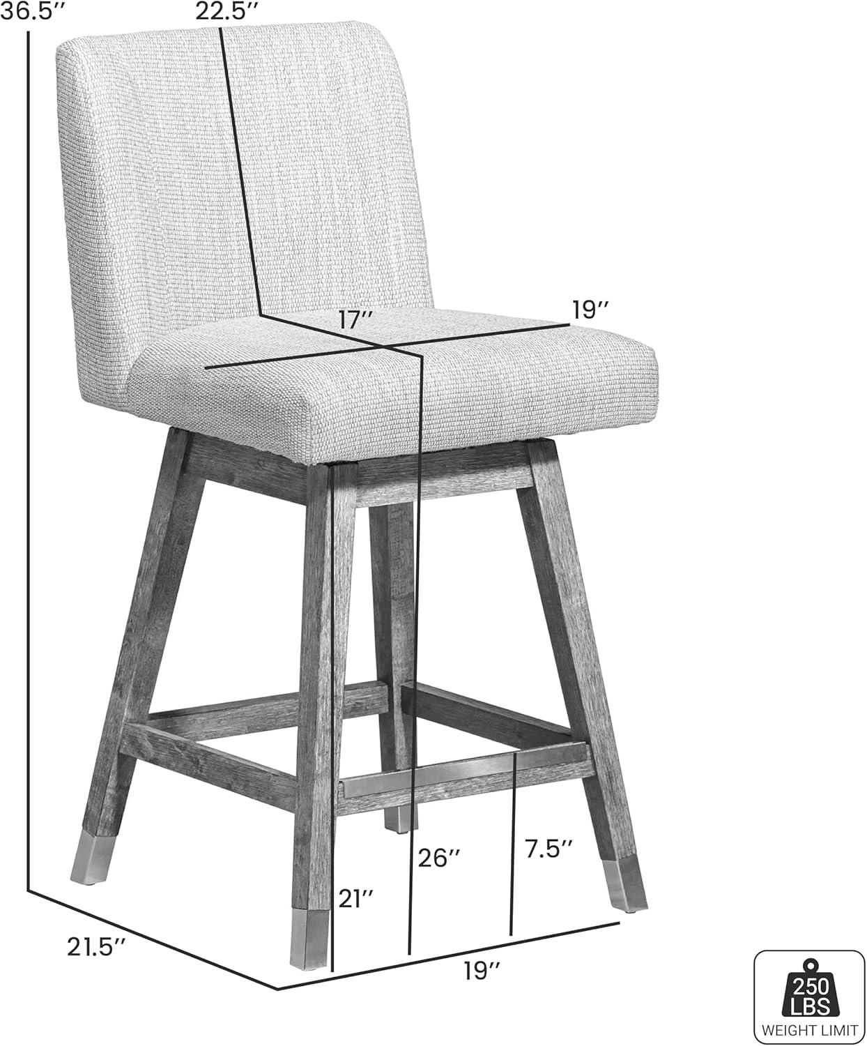 Armen Living Basila Wood Finish with Fabric Swivel Counter Height Barstool Brown Oak/Taupe