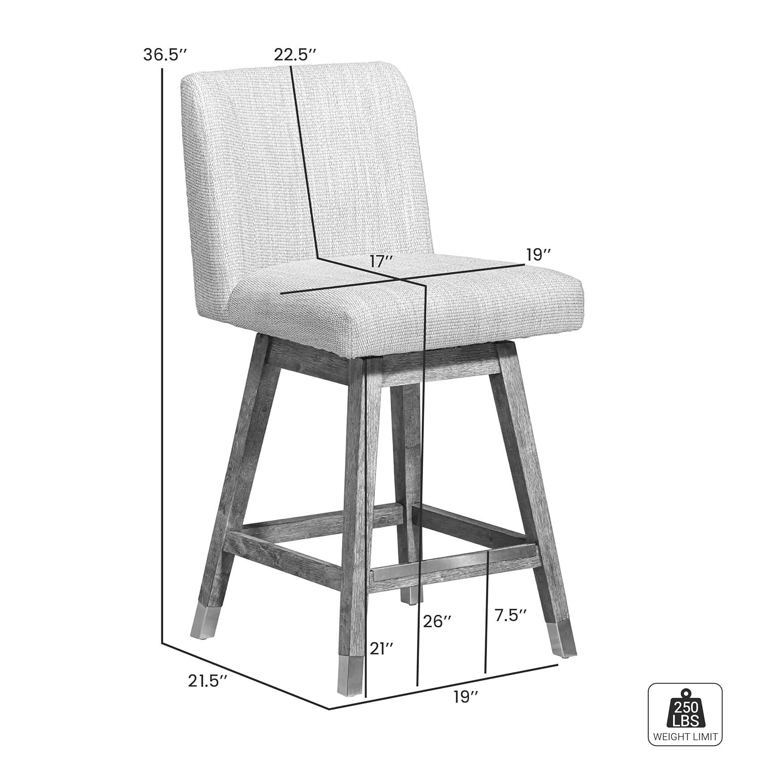 Armen Living Basila Wood Finish with Fabric Swivel Counter Height Barstool Brown Oak/Taupe
