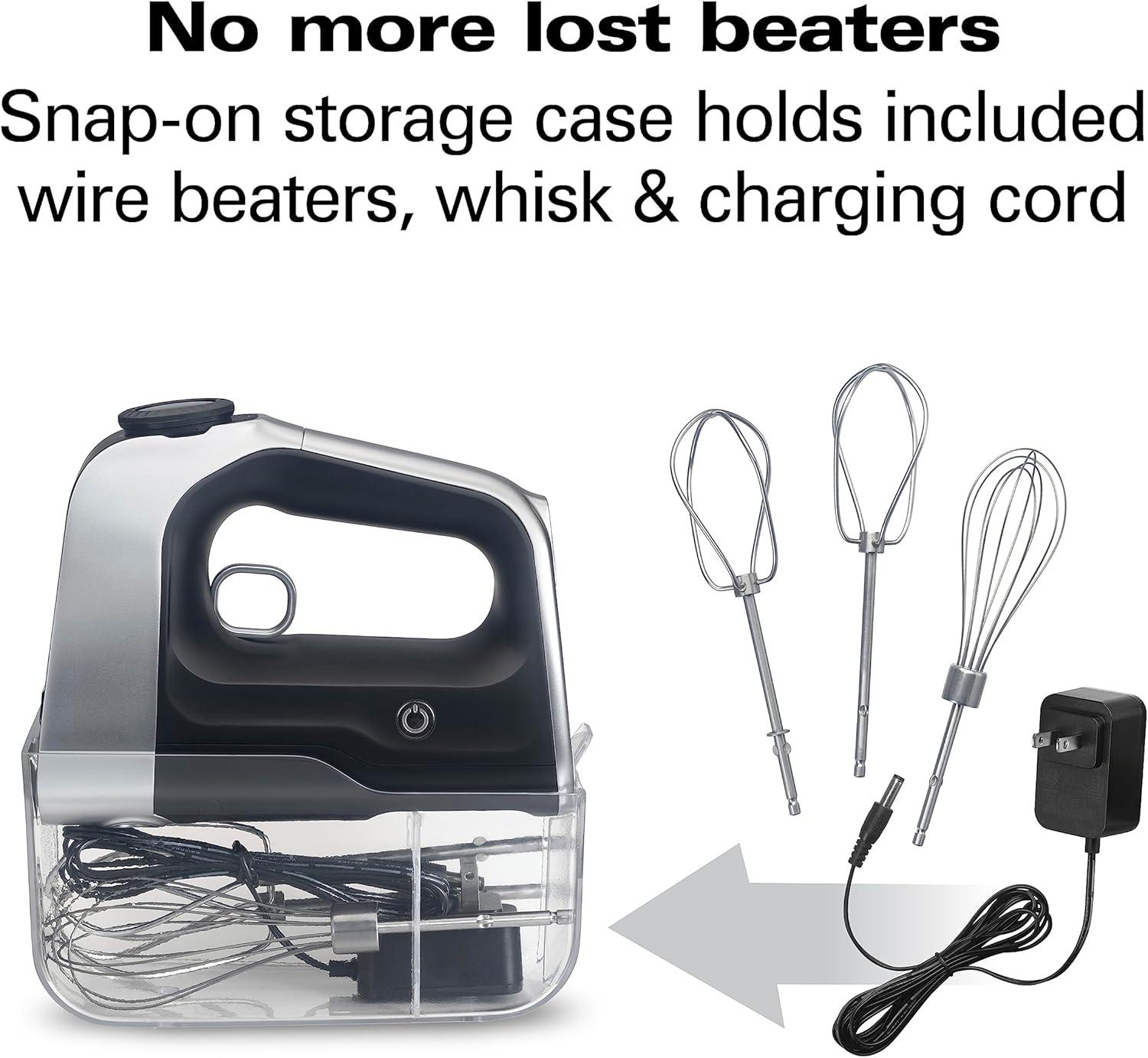 Hamilton Beach Professional Cordless Hand Mixer with Infinite Speed Control, Black and Silver, 62673