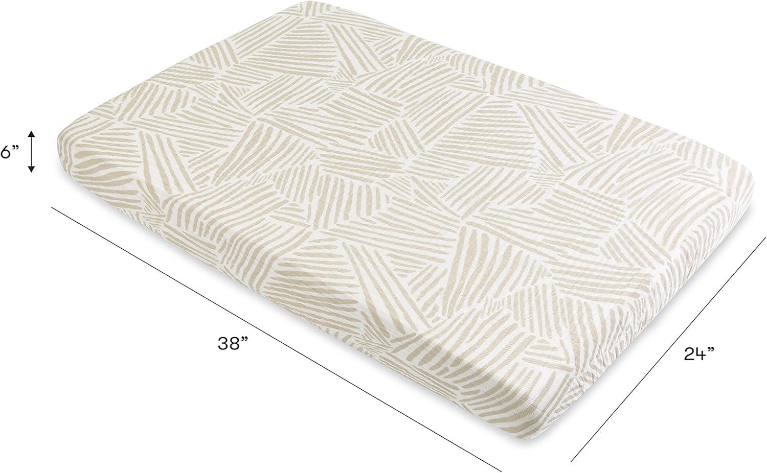 Oat Stripe Mini Crib Sheet In Muslin Cotton
