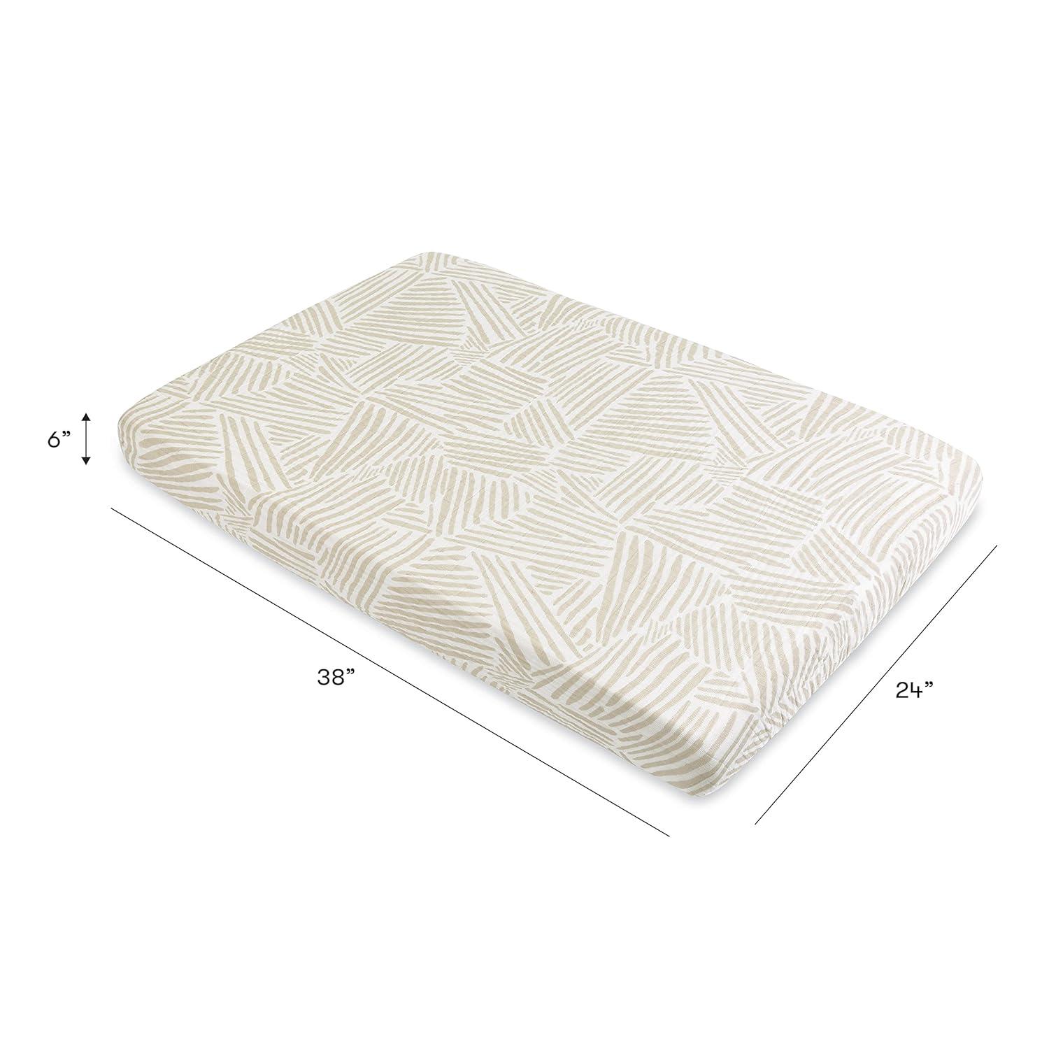 Oat Stripe Mini Crib Sheet In Muslin Cotton
