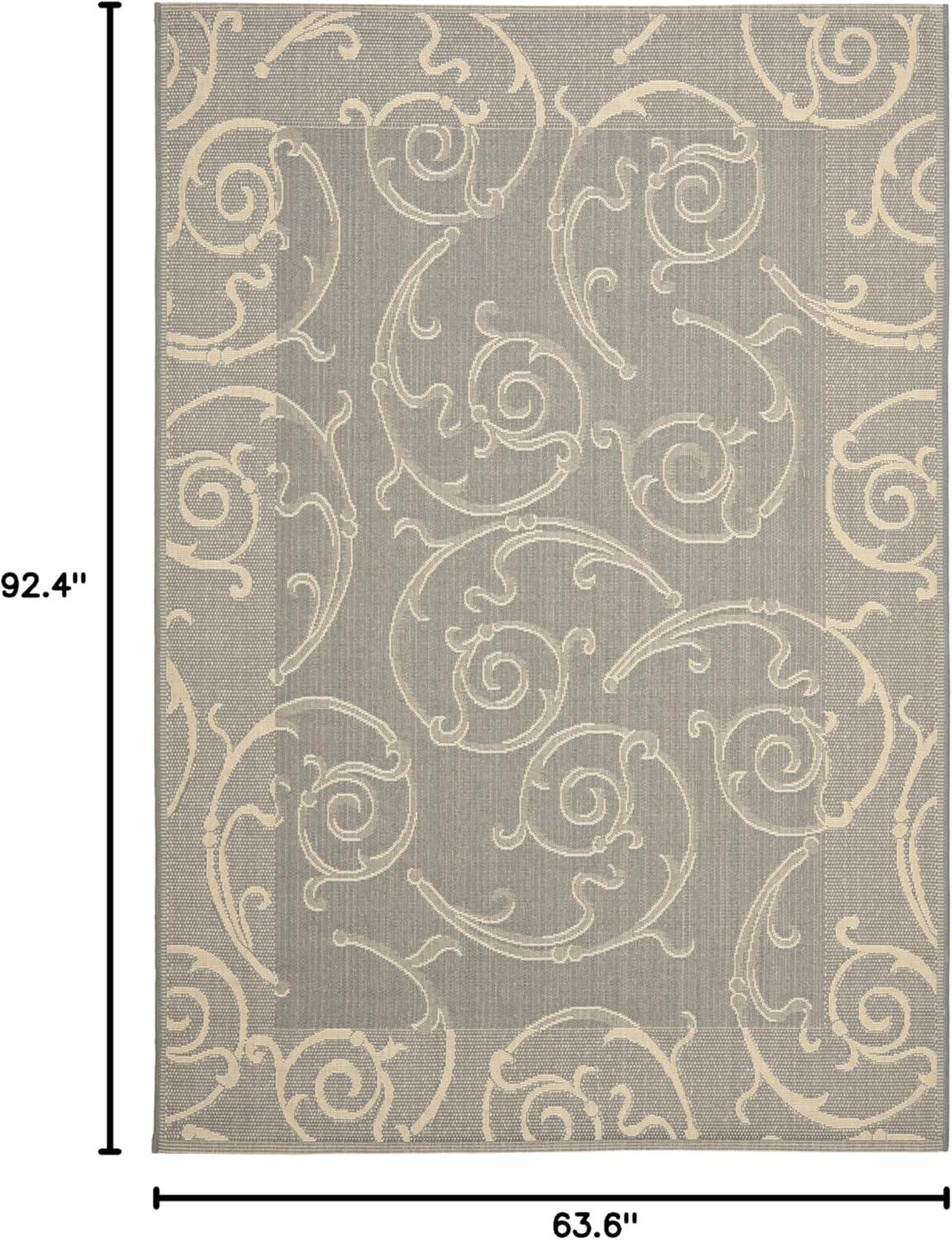 Courtyard CY2665 Power Loomed Indoor and Outdoor Area Rug - Grey/Natural - 5'3"x7'7" - Safavieh