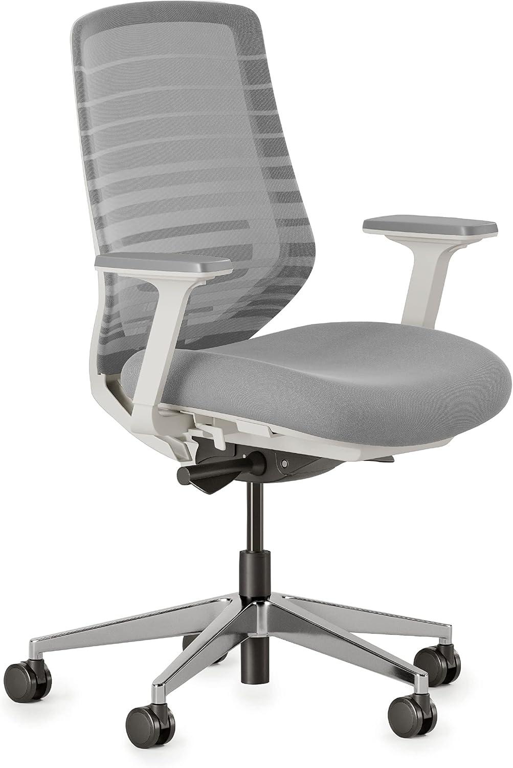 Pebble and White Mesh Ergonomic Swivel Task Chair