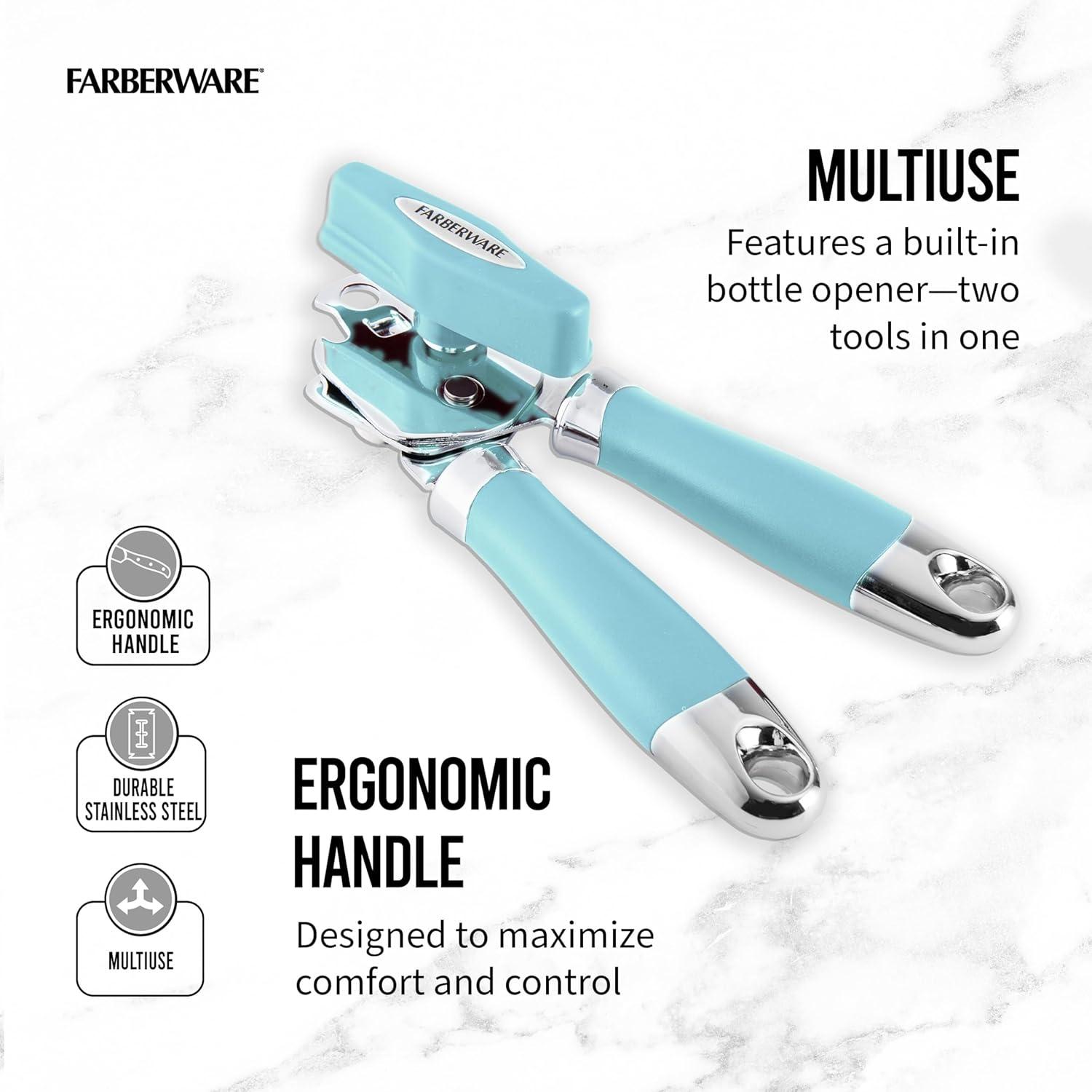 Farberware Professional 2 Stainless Steel Can Opener, Aqua Sky