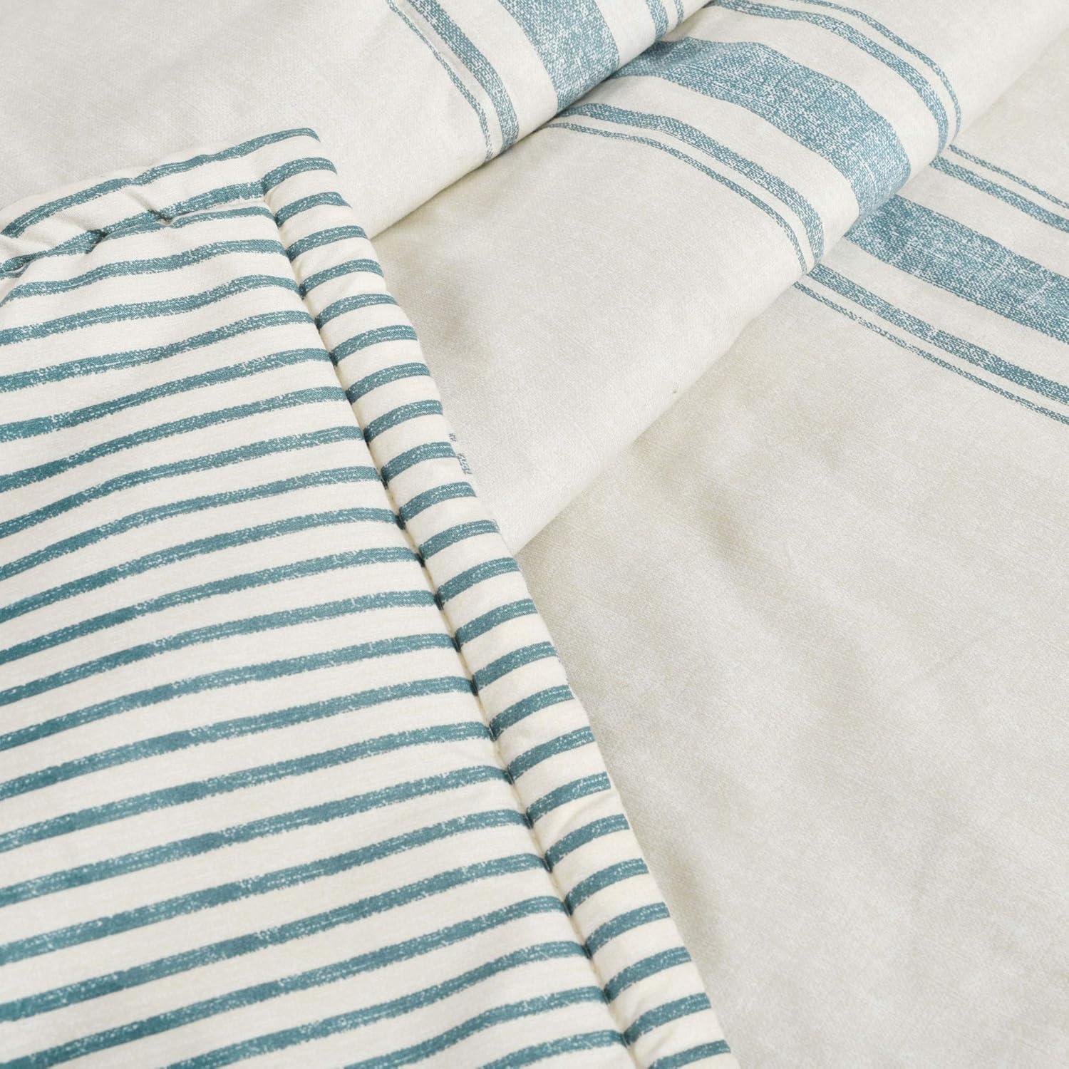 Lush Décor 50"x60" Farmhouse Stripe Throw Blanket Blue