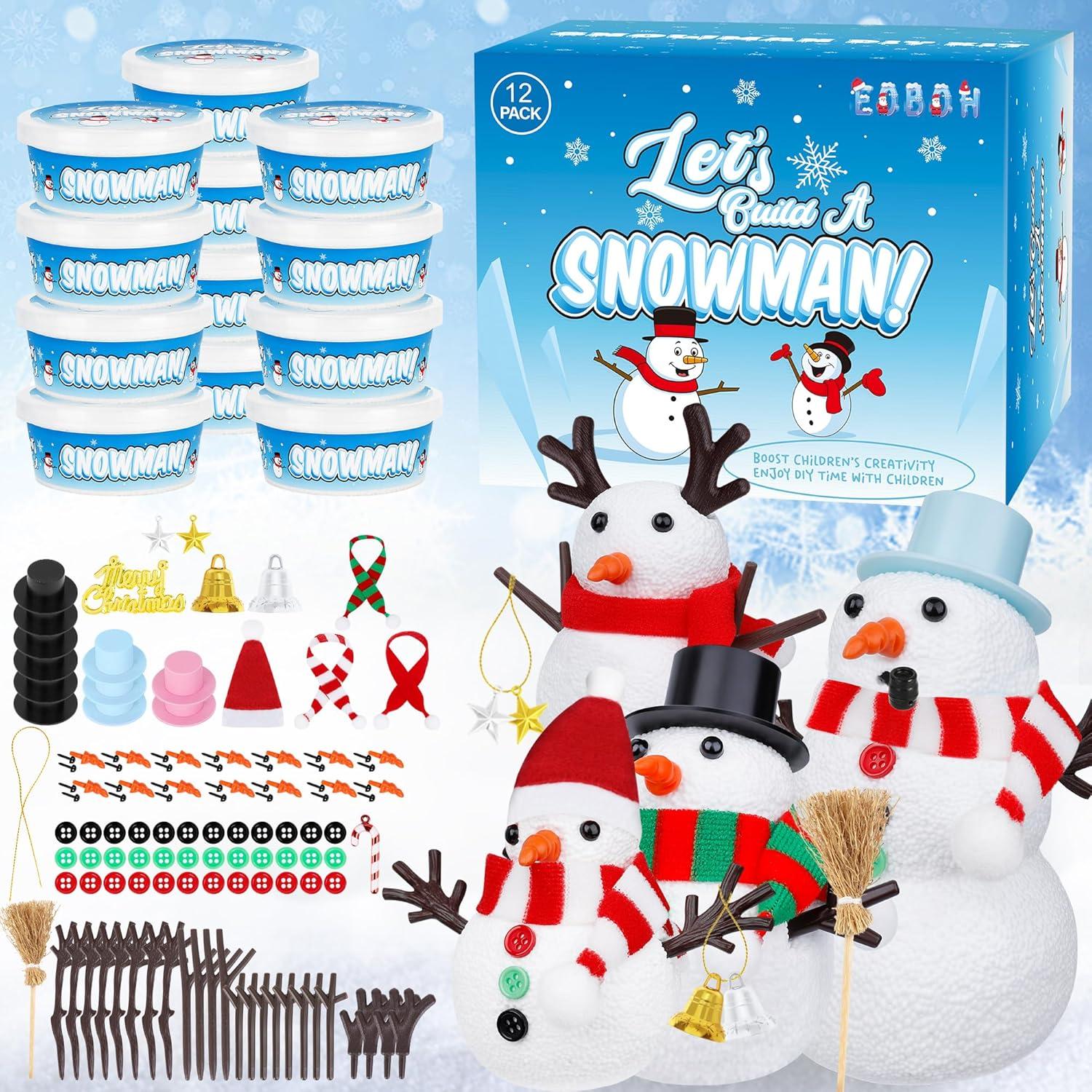 12 Pack Christmas Snowman Craft Kit with Air Dry Clay