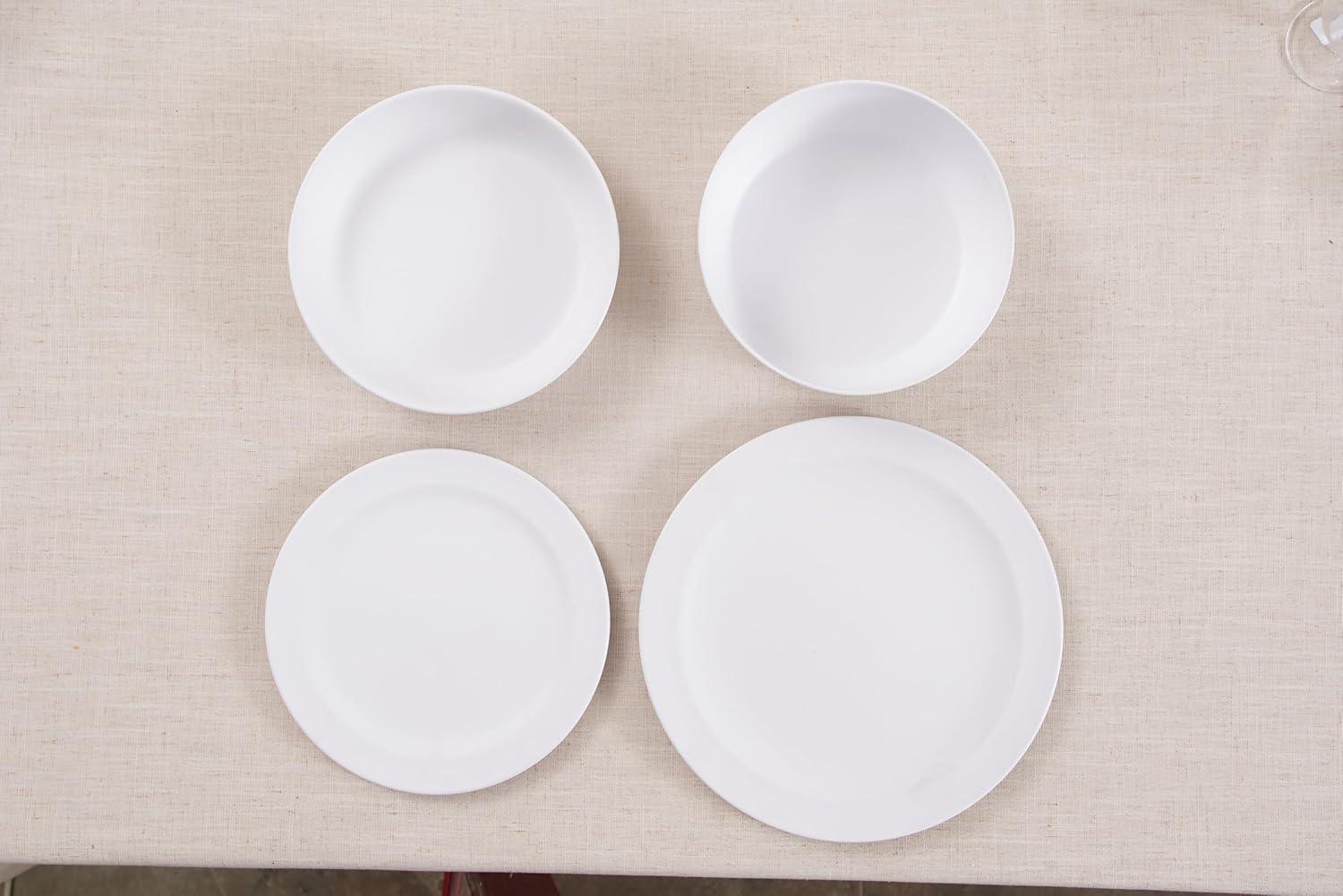 Matte White Melamine Low Bowl for Pasta, Salad, Soup - Set of 6