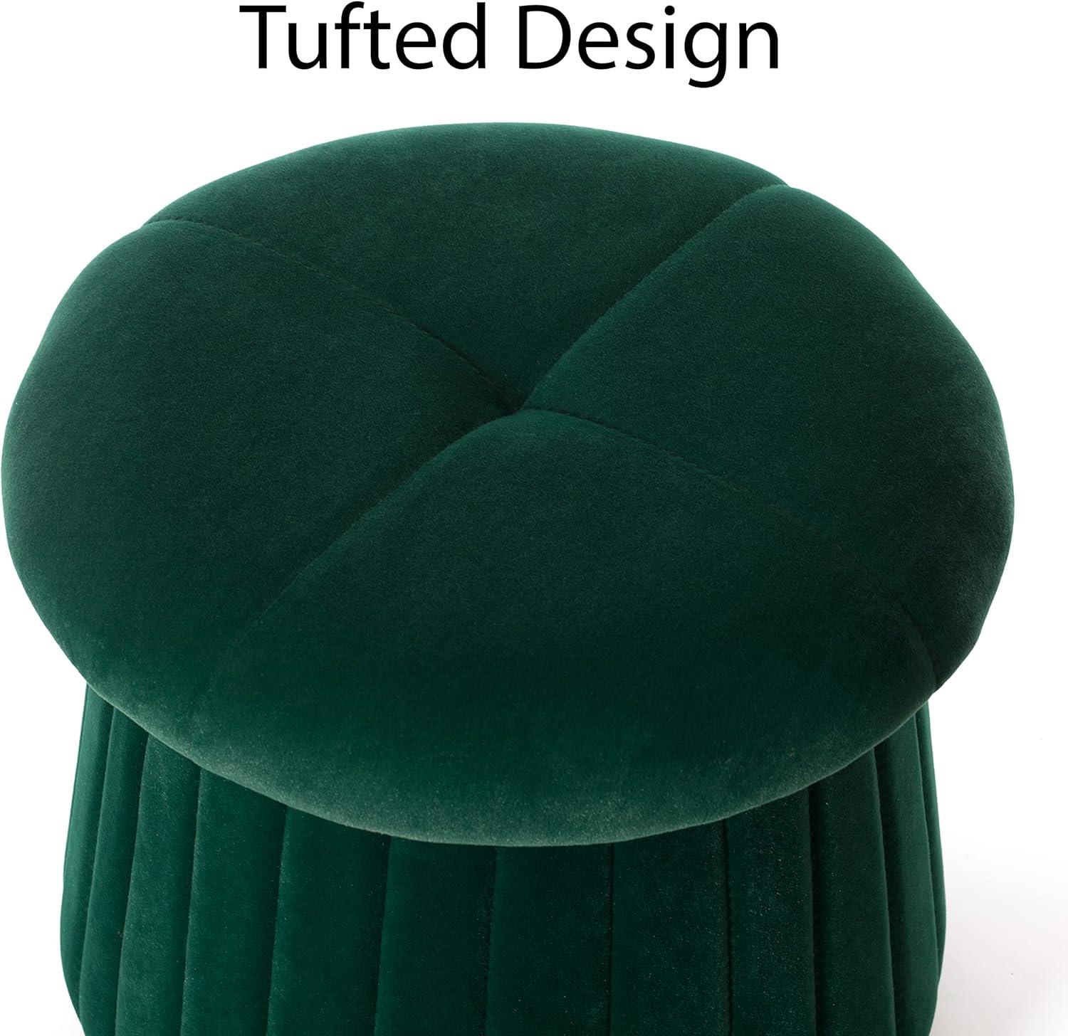 Modern Tufted Velvet Mushroom Shape Storage Ottoman Storage Stool Trunk